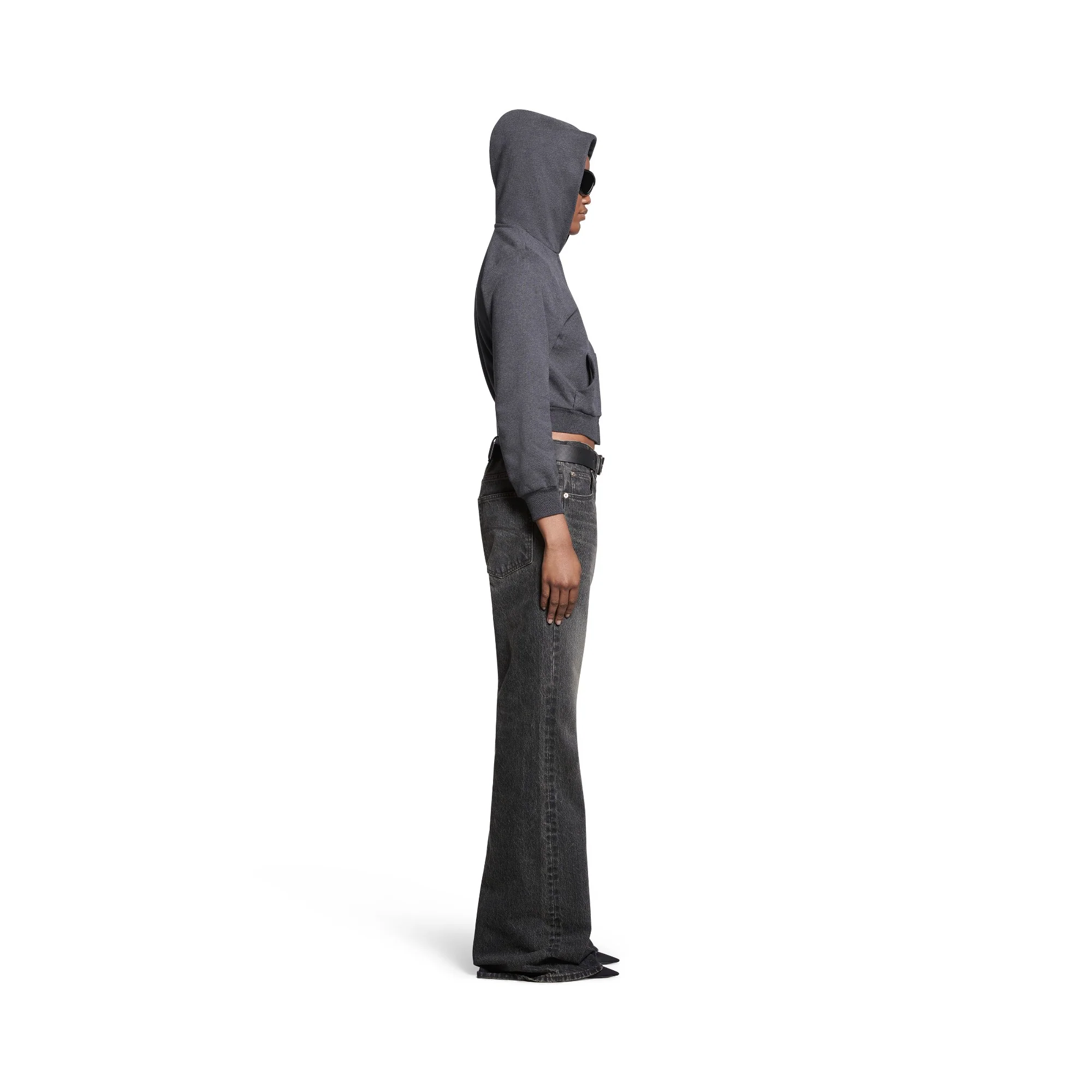 Fitted Zip-Up Hoodie - Dark Heather Grey - Image 6