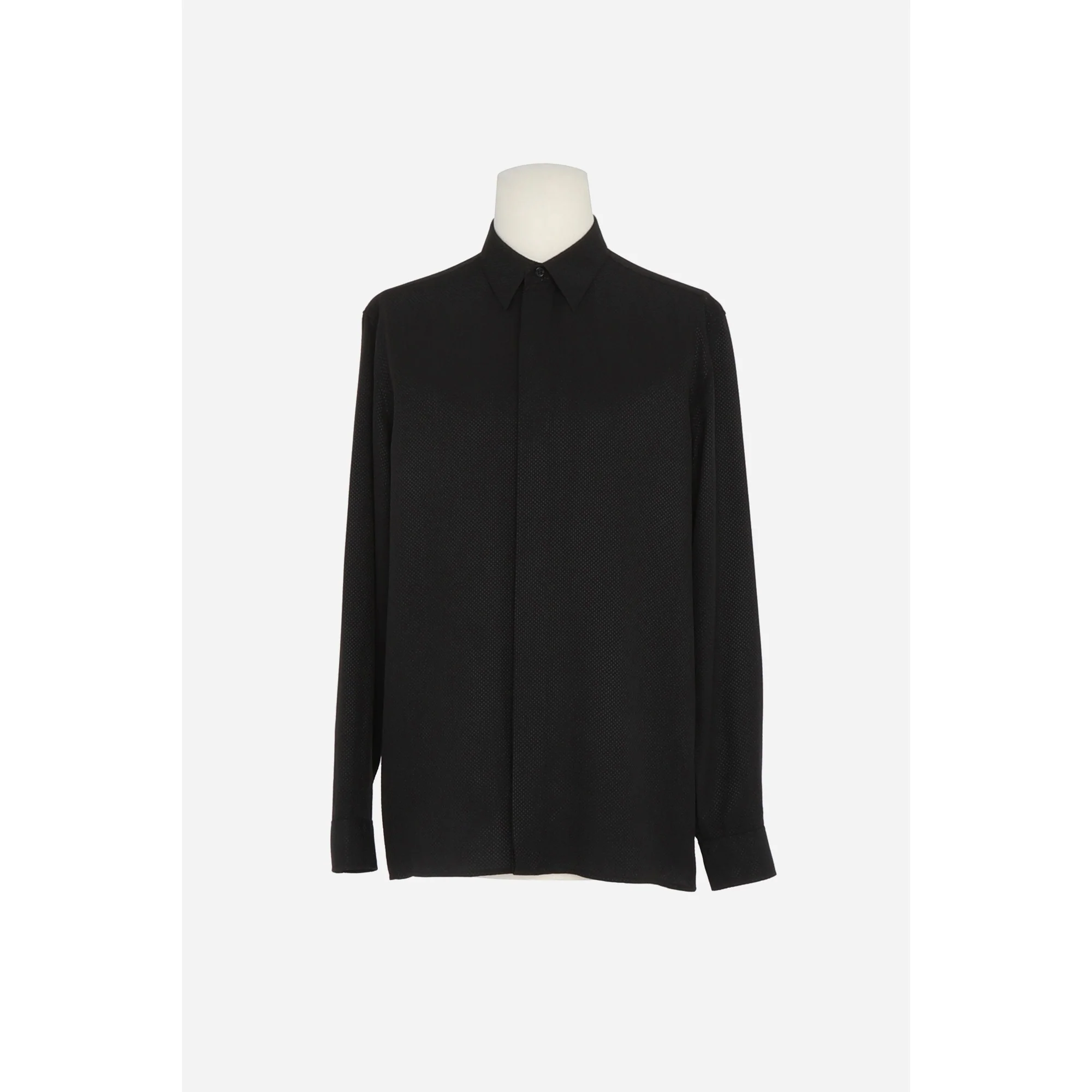 Chemise Col Universite Soie - Noir