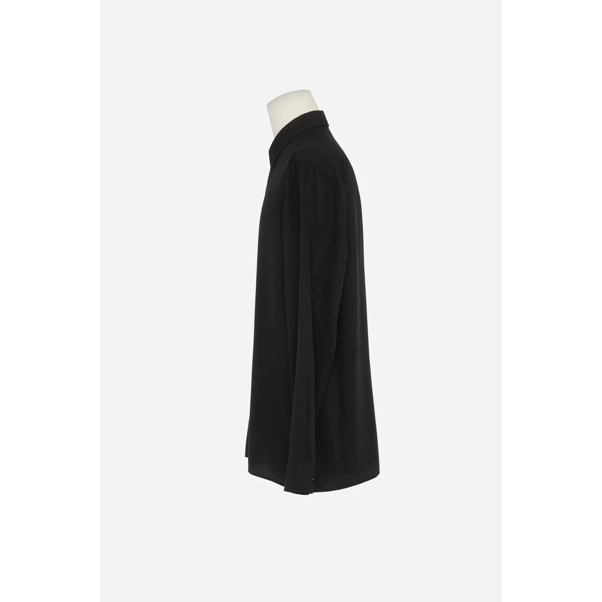 Chemise Col Universite Soie - Noir - Image 3