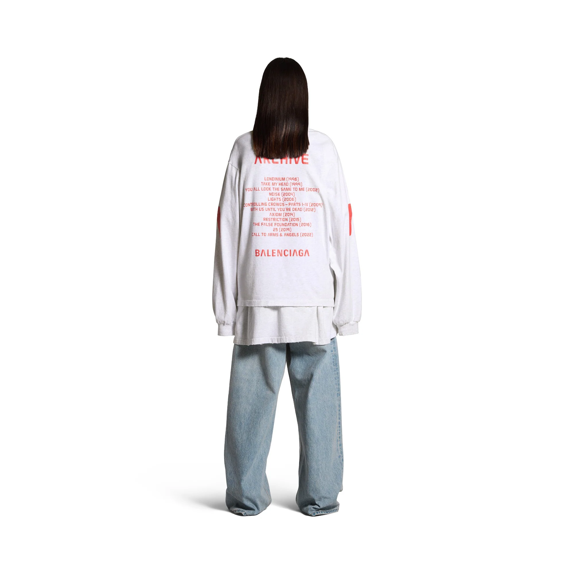 Long Sleeve Medium Fit T-Shirt - Light Heathr Gry/Red - Image 4