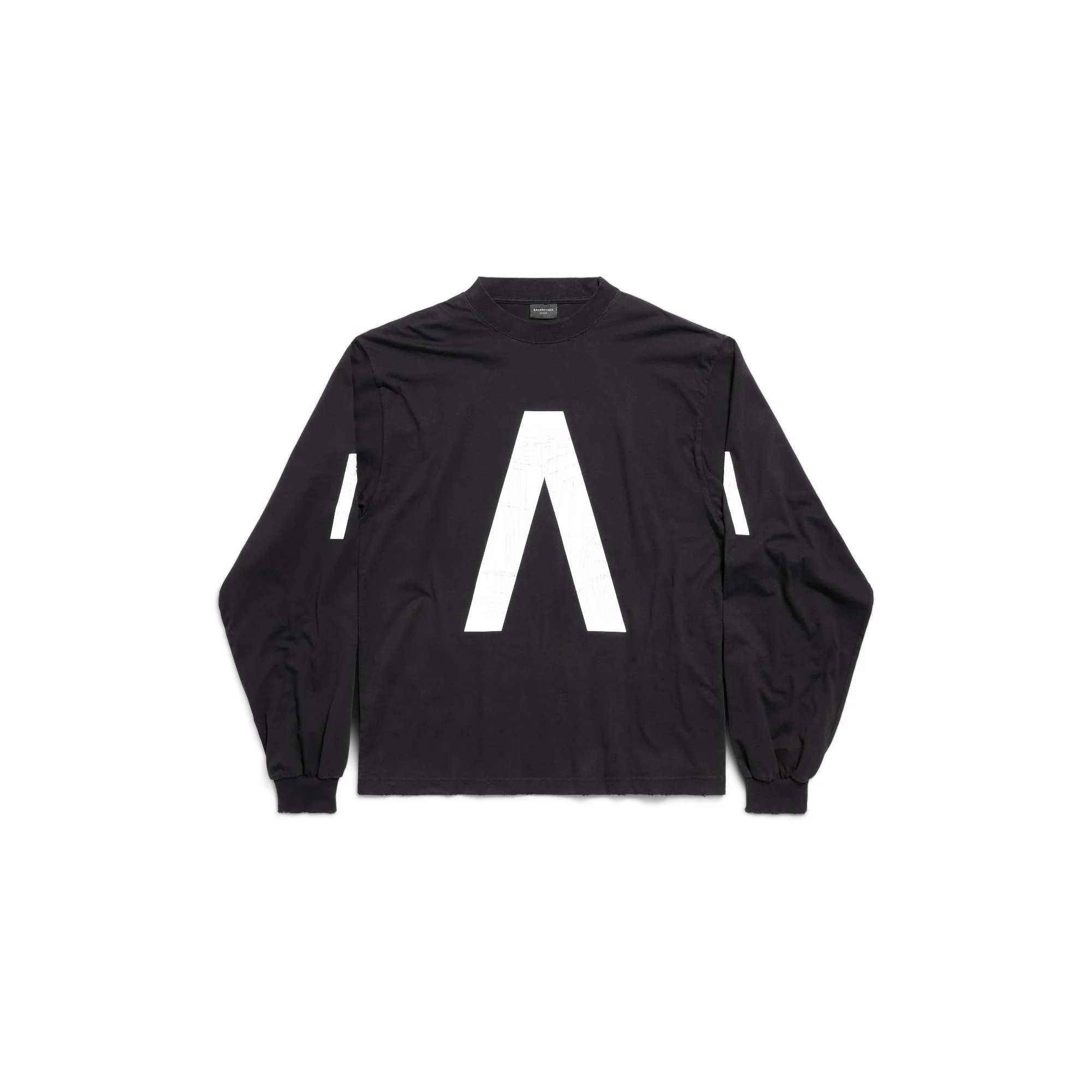 Long Sleeve Medium Fit T-Shirt - Faded Black/White