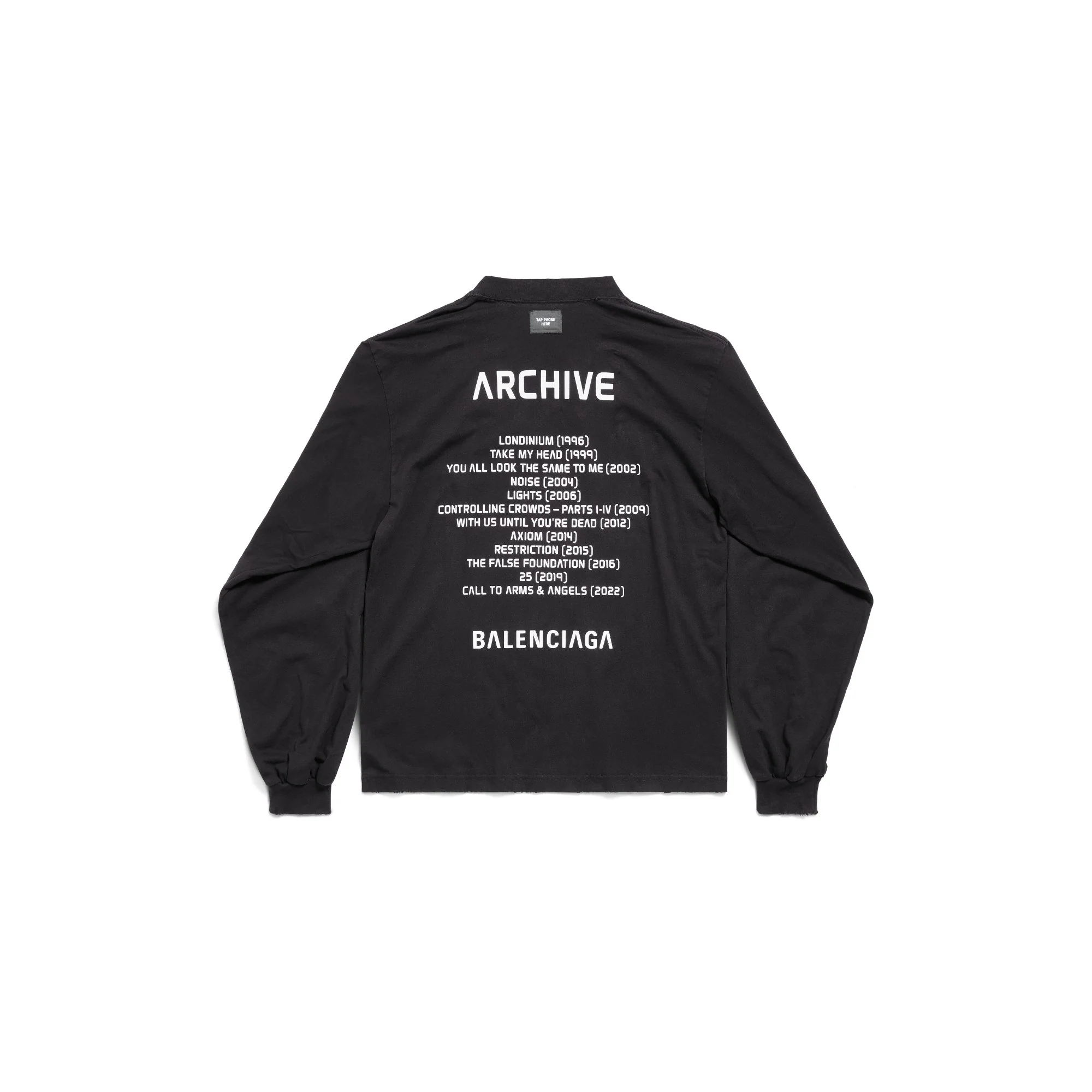 Long Sleeve Medium Fit T-Shirt - Faded Black/White - Image 2