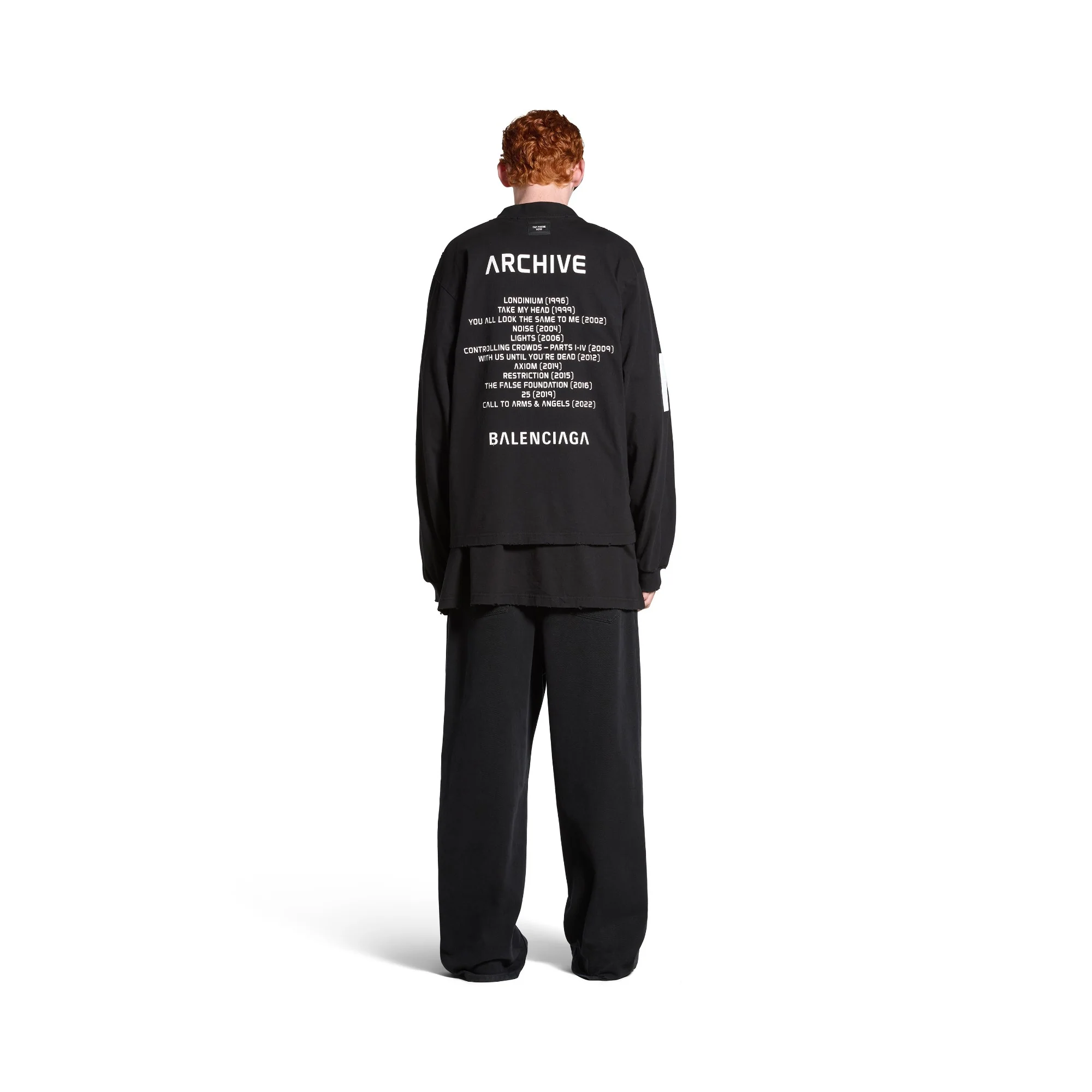 Long Sleeve Medium Fit T-Shirt - Faded Black/White - Image 4