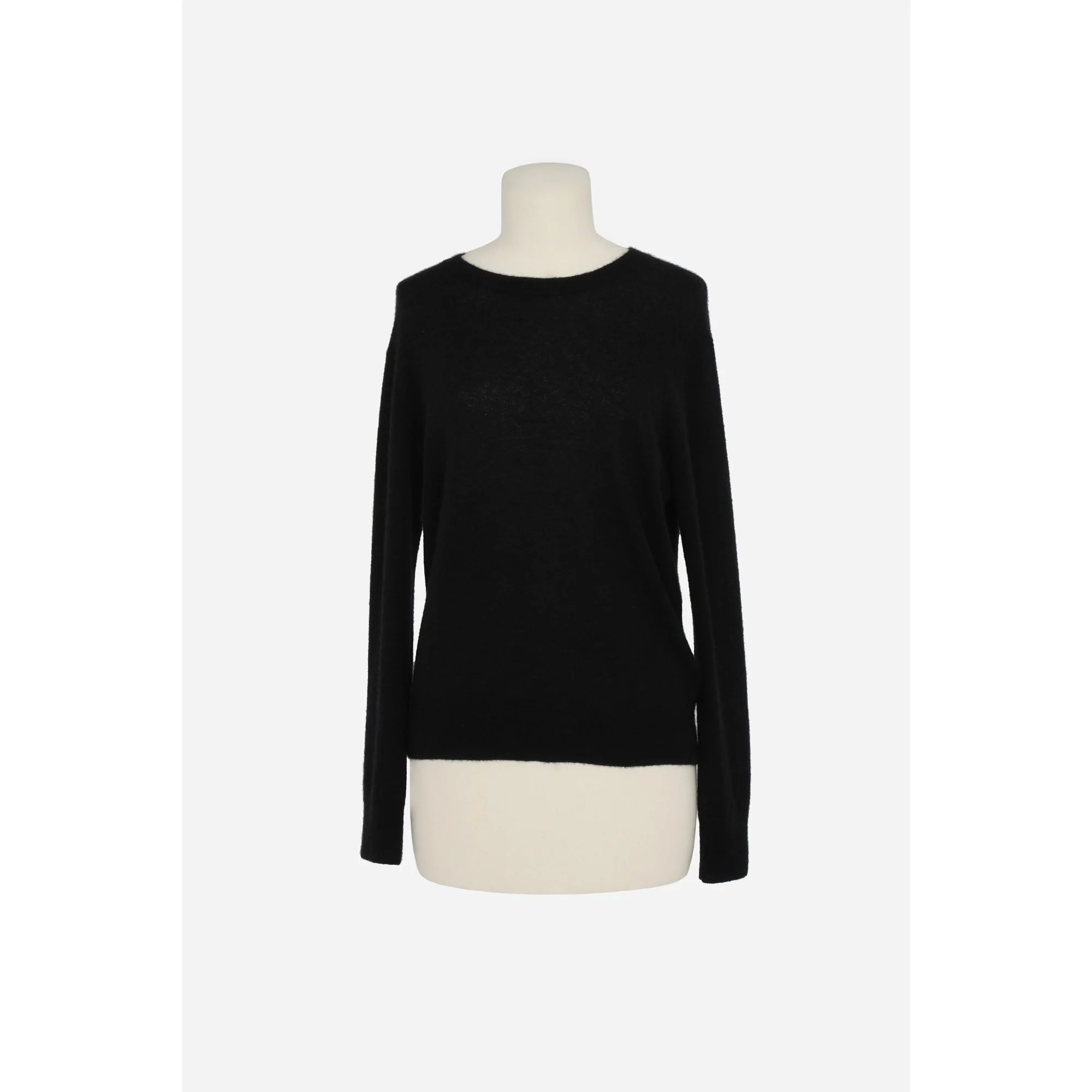 Pull Round Collar Cachemire Soie - Noir