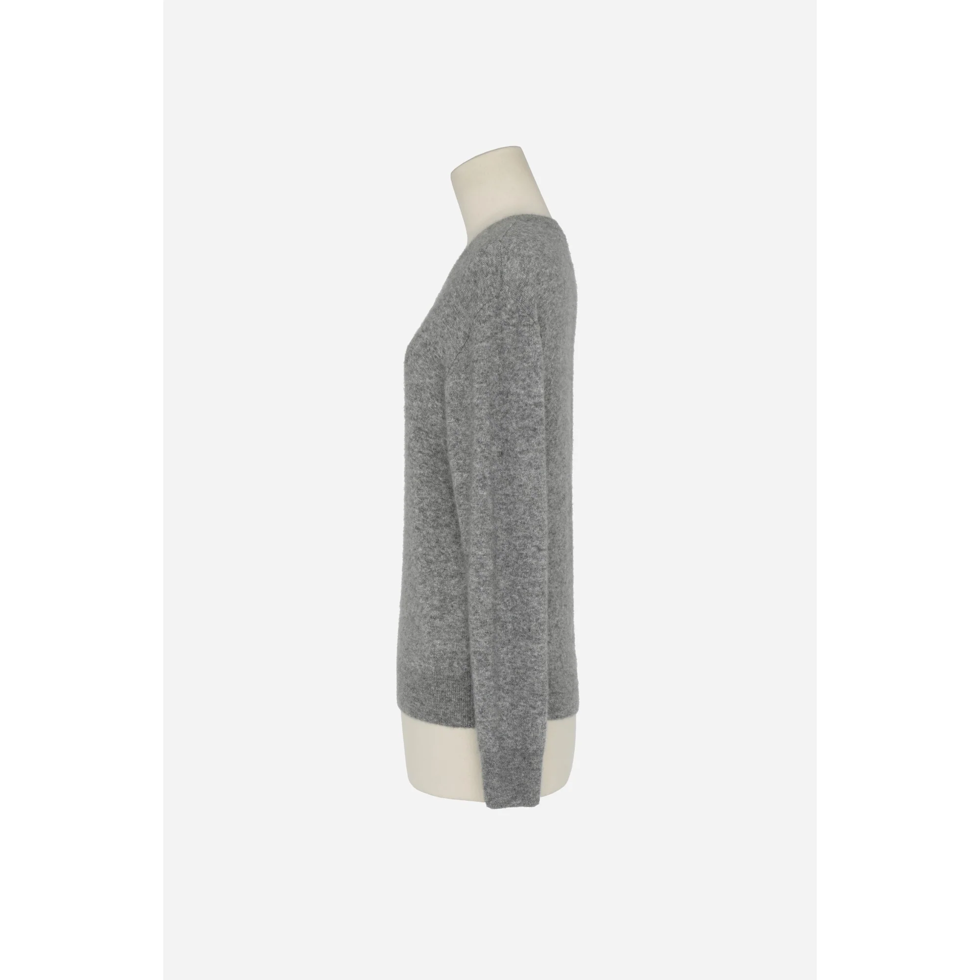 Pull Round Collar Cachemire Soie - Gris Chine Clair - Image 3