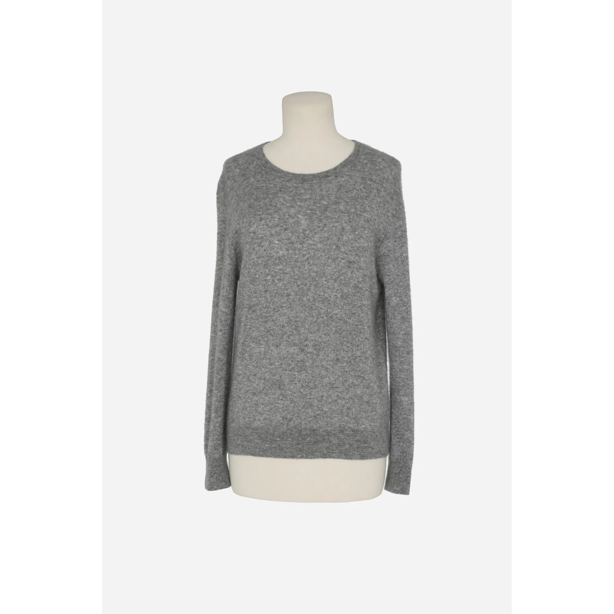 Pull Round Collar Cachemire Soie - Gris Chine Clair