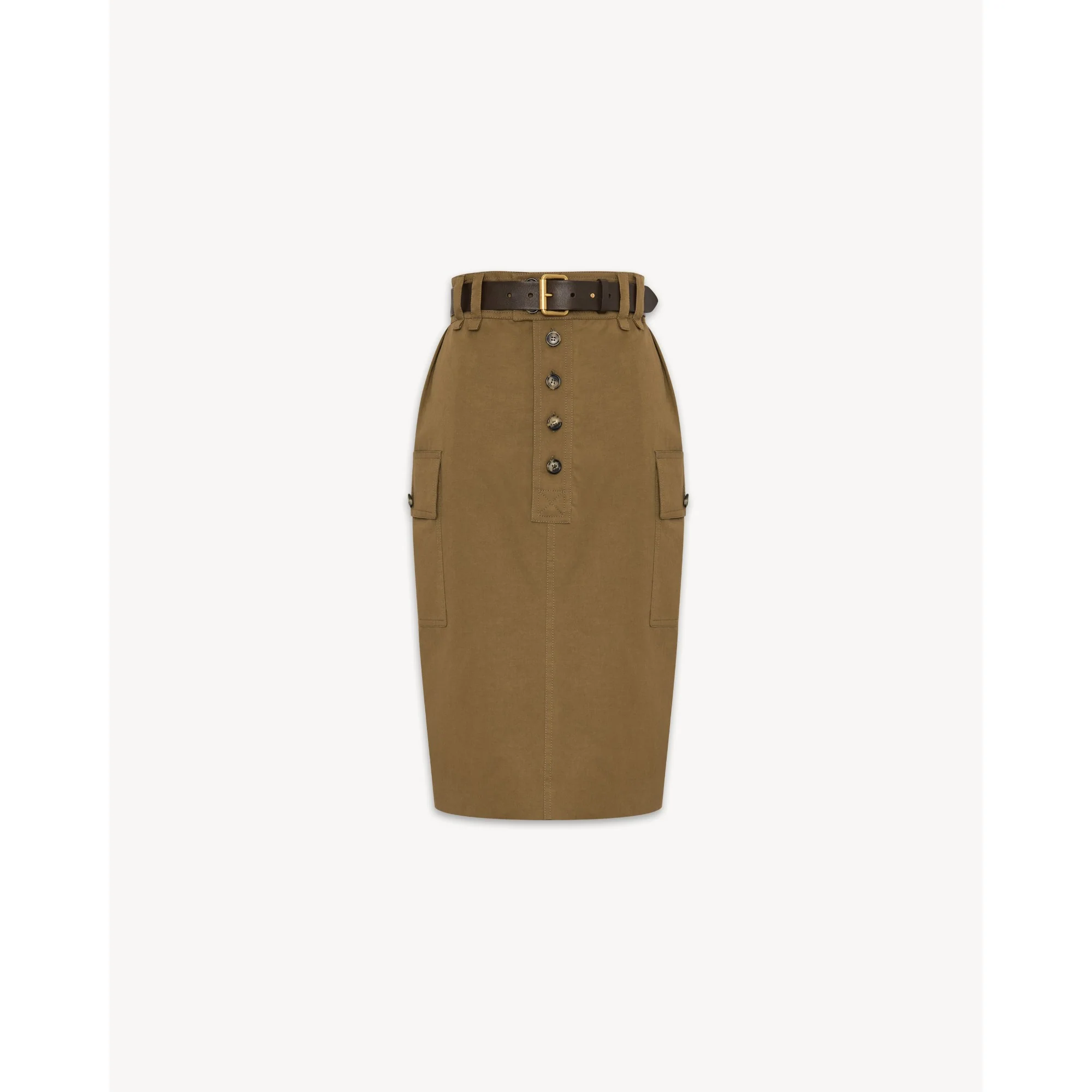 Jupe Cargo Twill Coton Souple - Kaki
