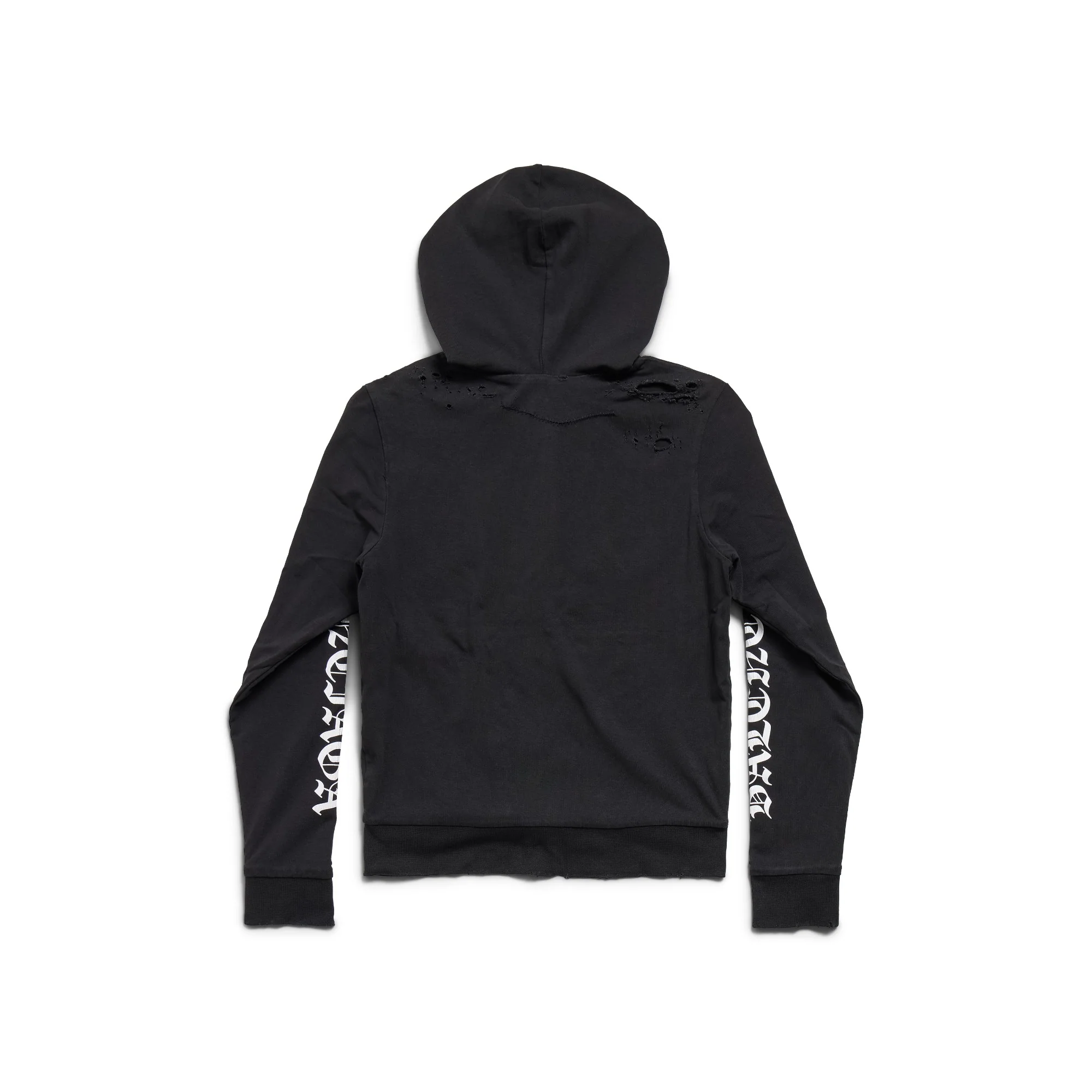 Slim Fit Zip-Up Hoodie - Faded Black/White - Image 2