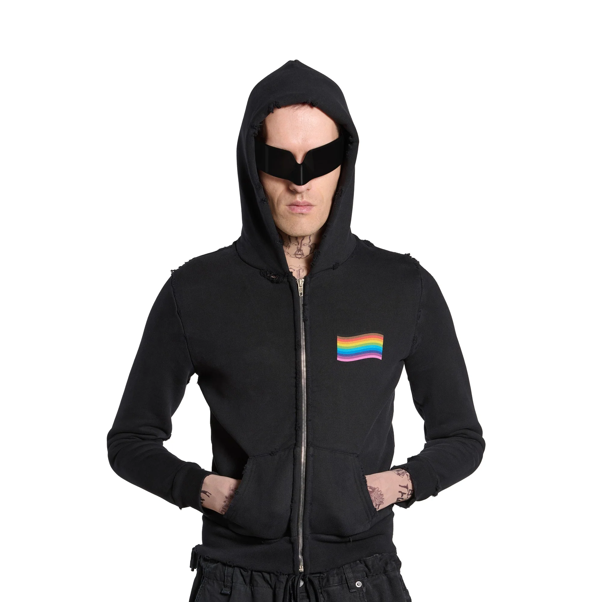 Small Zip-Up Hoodie - Faded Black - Image 3