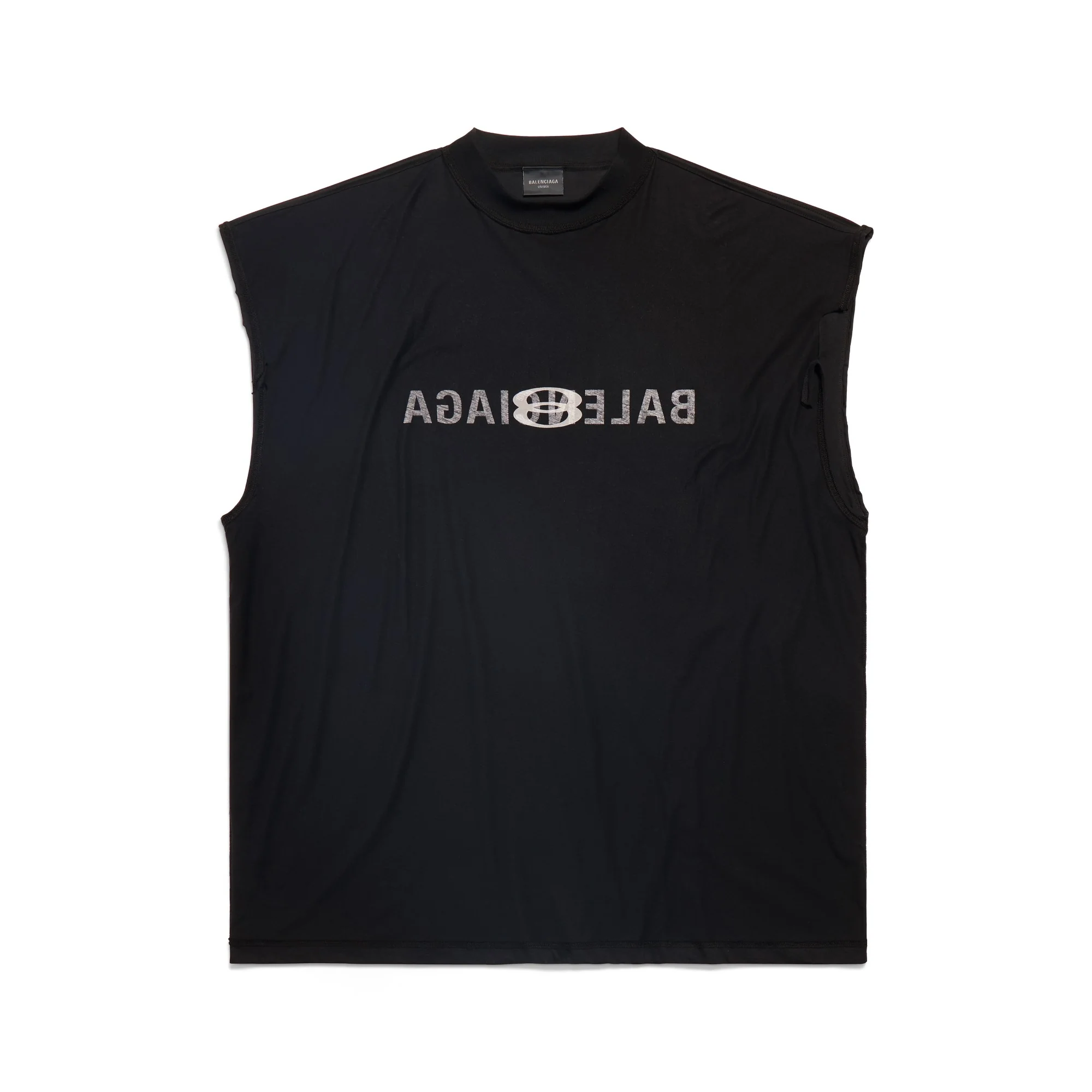 Inside Out Sleeveless T-Shirt - Faded Black/White