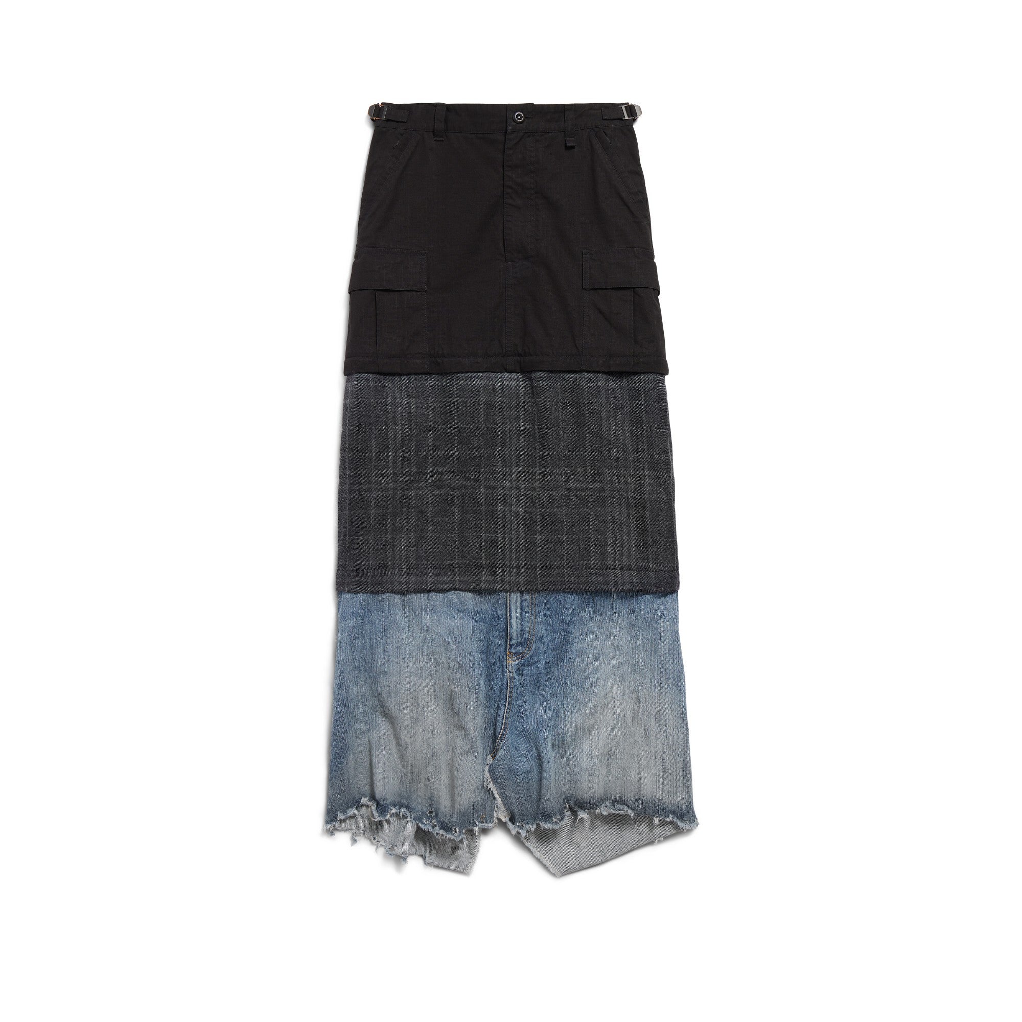 Maxi Layered Cargo Skirt - Black