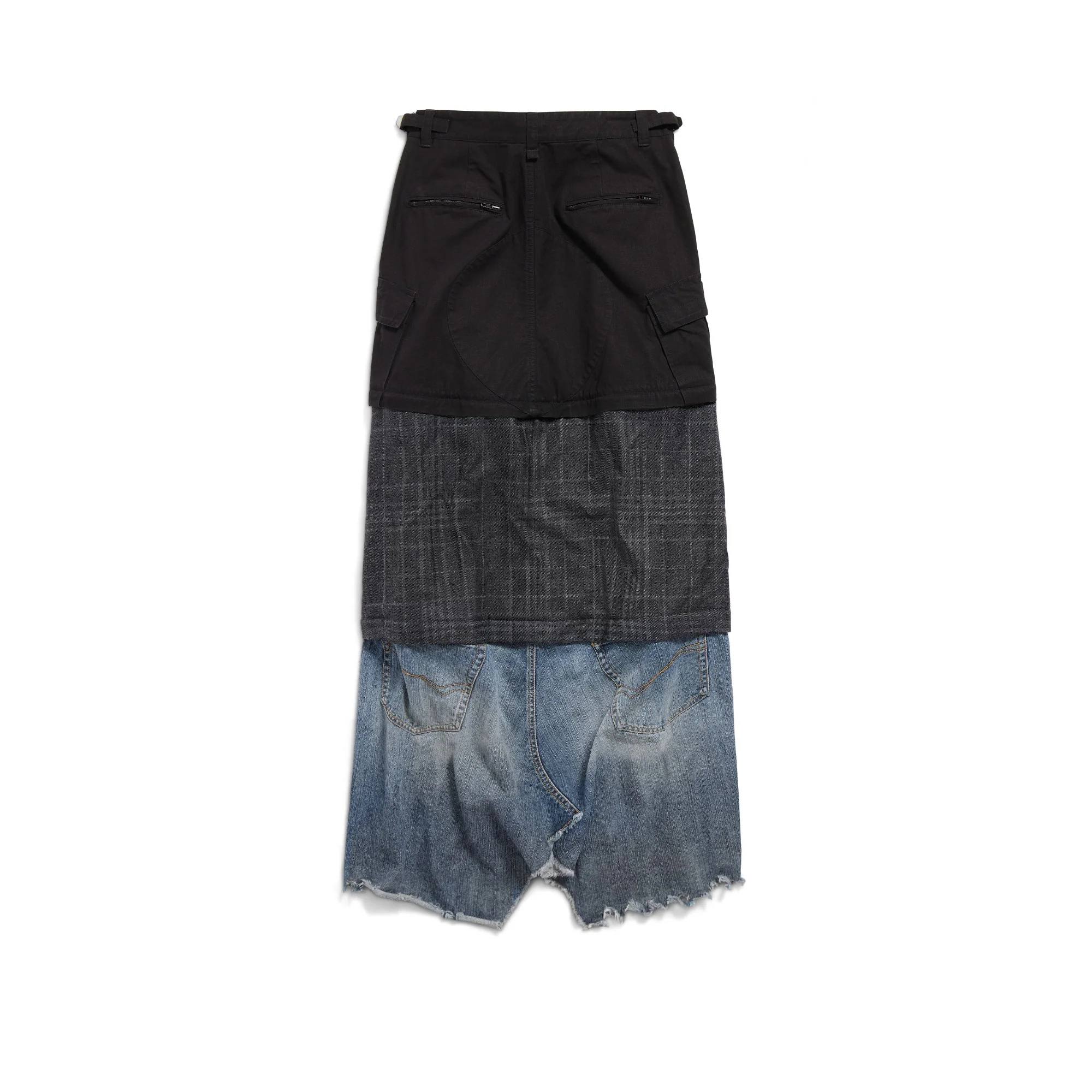 Maxi Layered Cargo Skirt - Black - Image 2