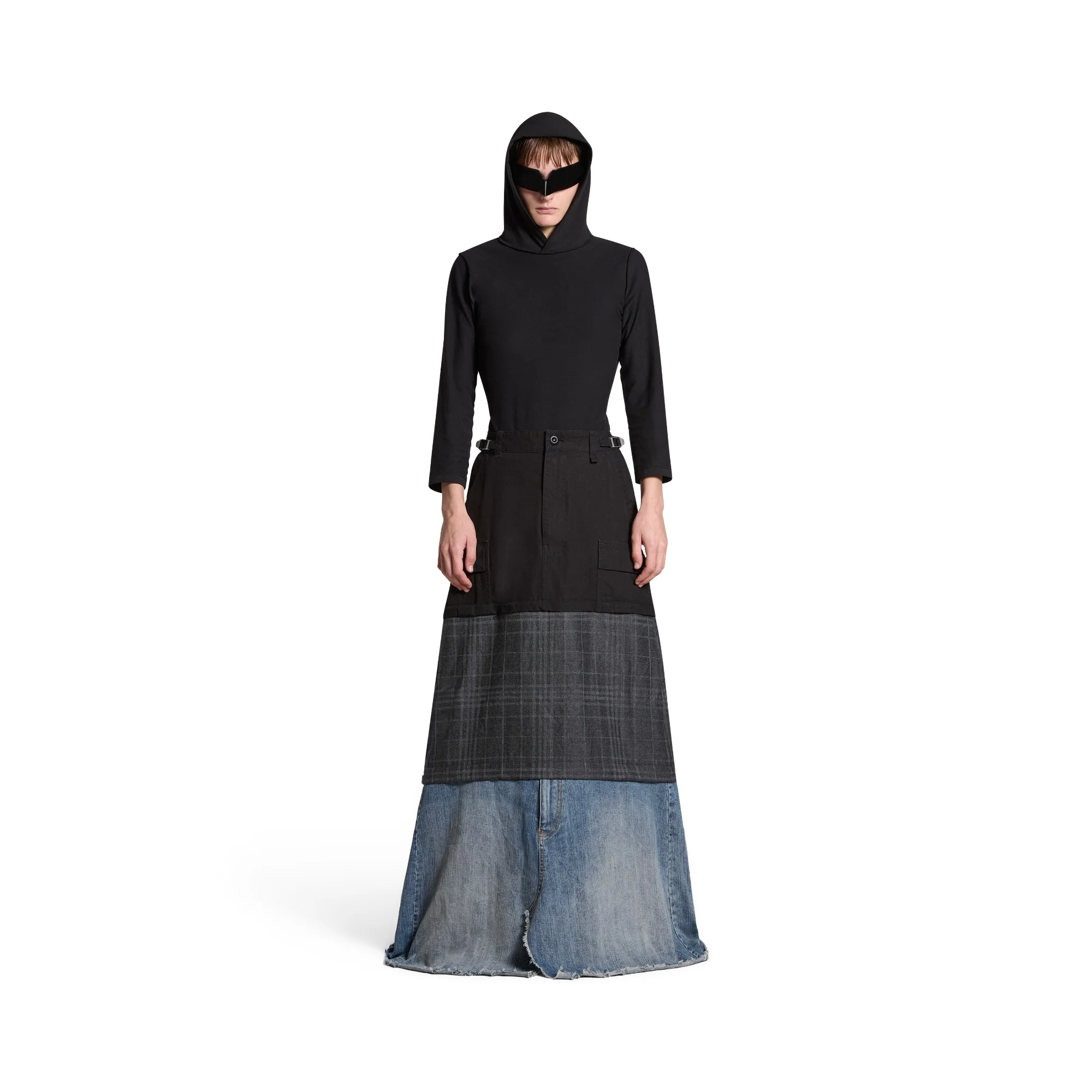 Maxi Layered Cargo Skirt - Black - Image 4