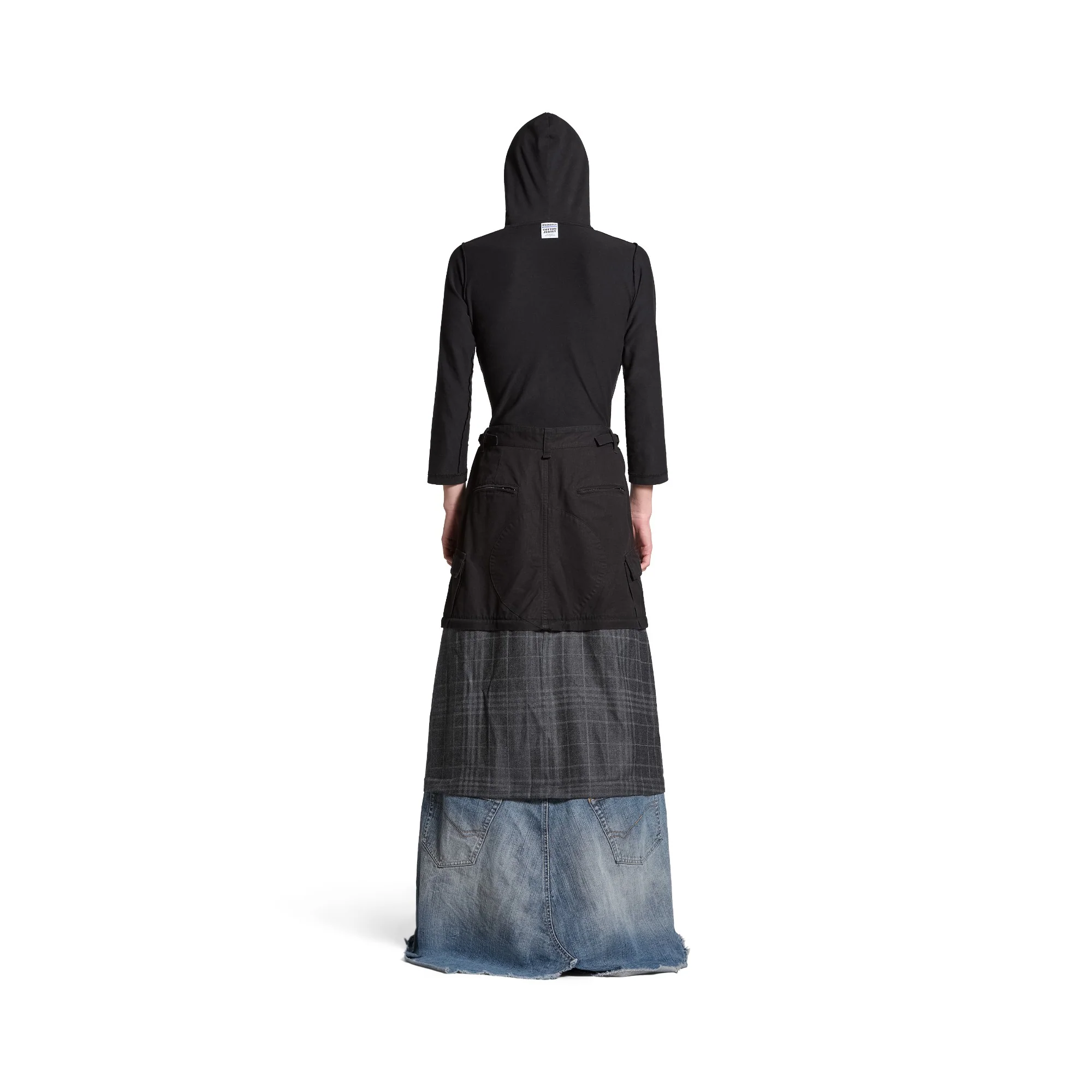 Maxi Layered Cargo Skirt - Black - Image 5