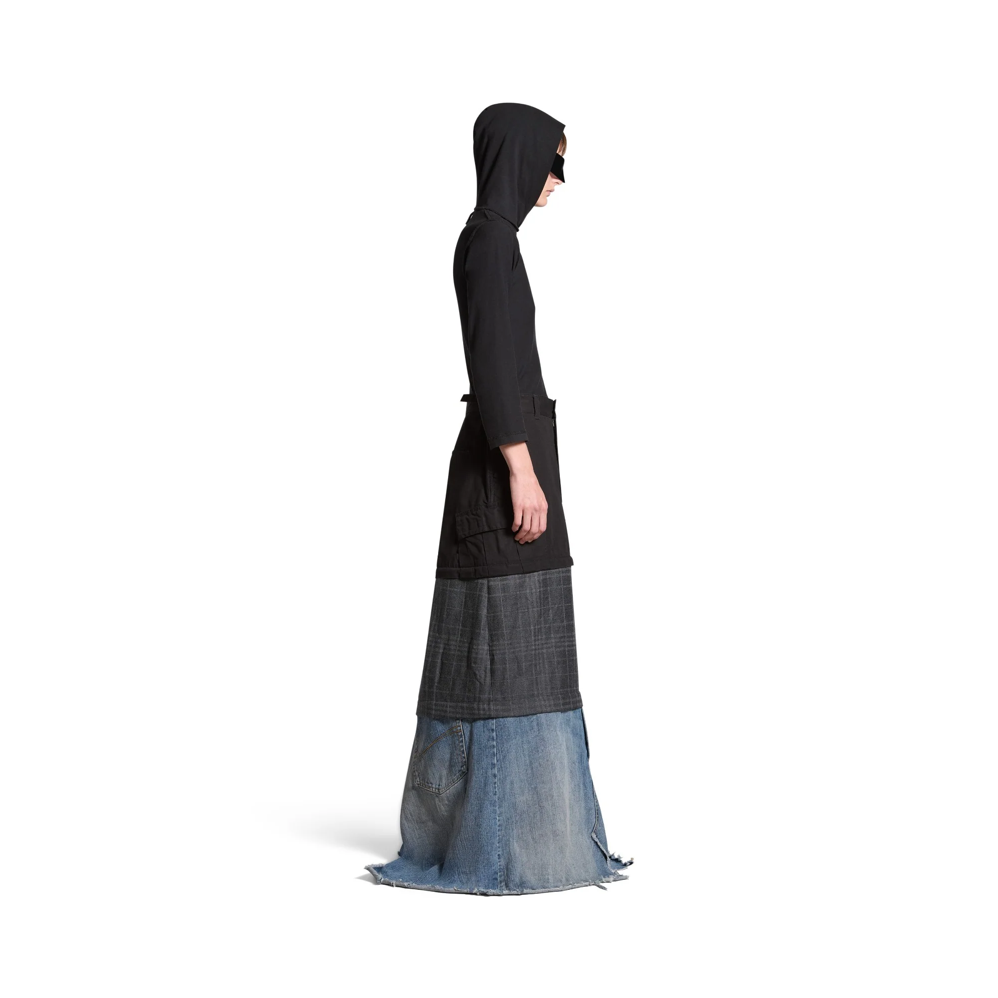 Maxi Layered Cargo Skirt - Black - Image 6
