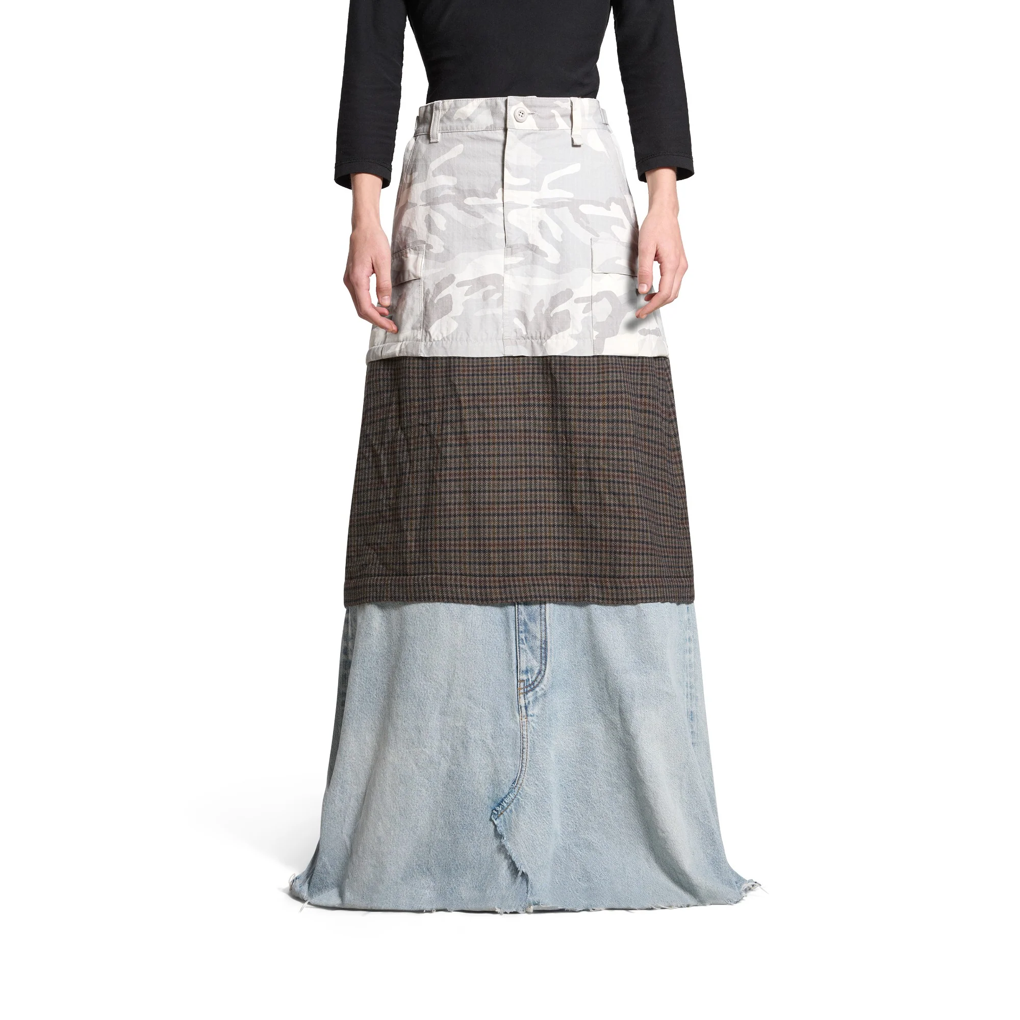 Maxi Layered Cargo Skirt - Light Grey - Image 3