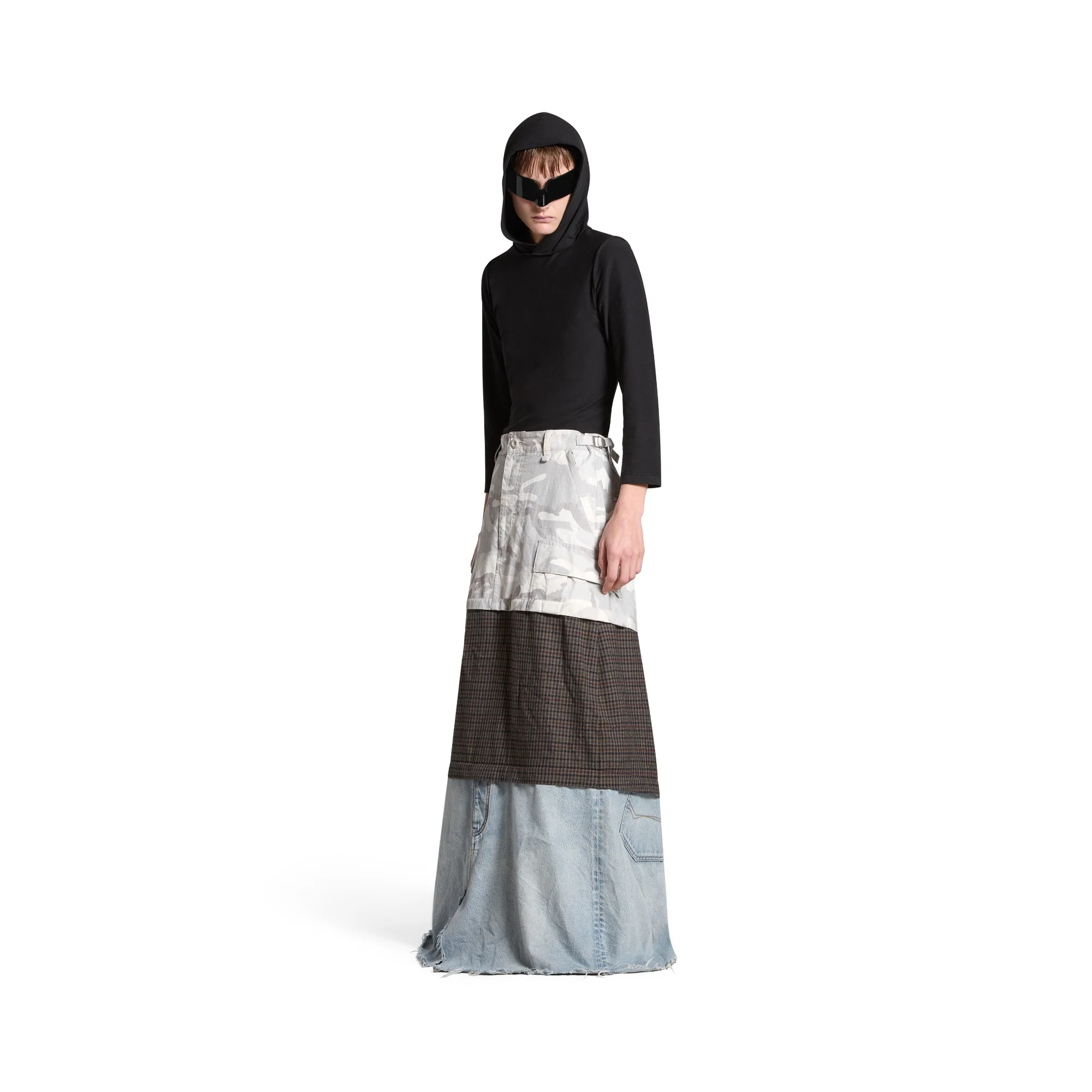 Maxi Layered Cargo Skirt - Light Grey - Image 4