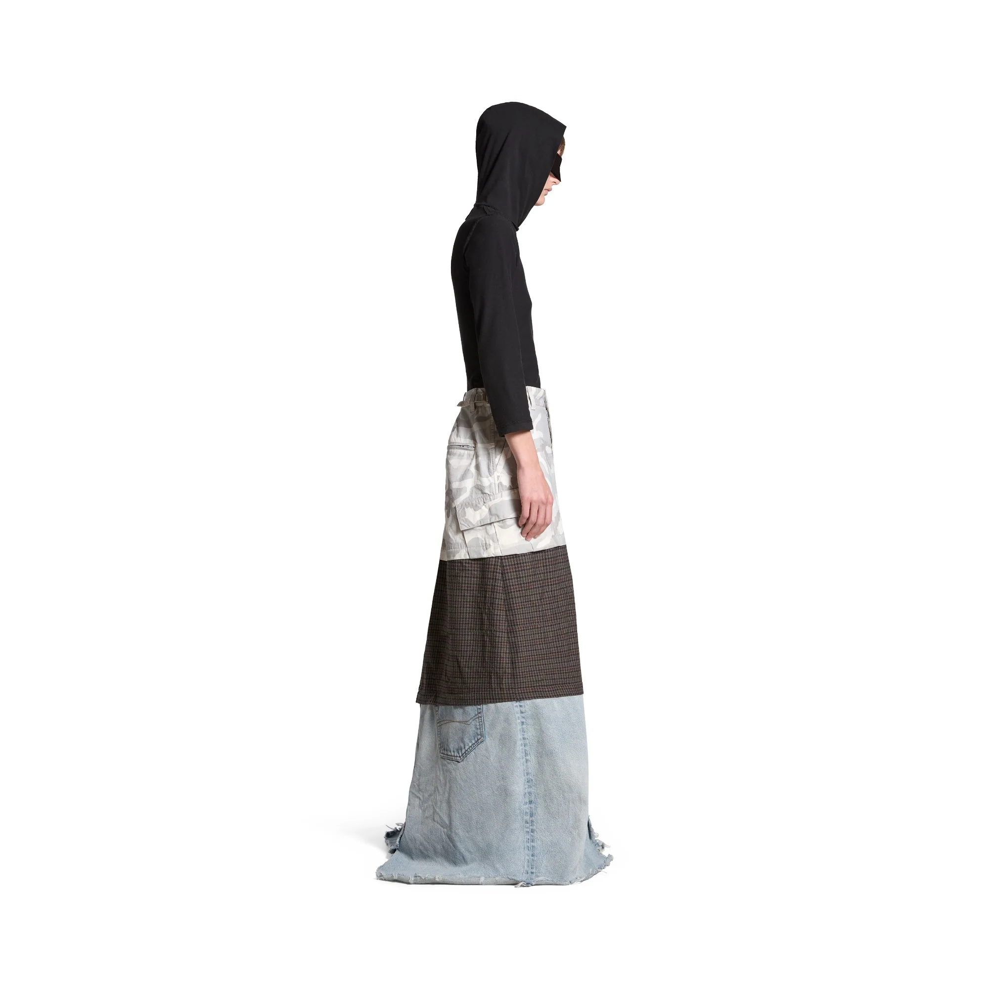 Maxi Layered Cargo Skirt - Light Grey - Image 6