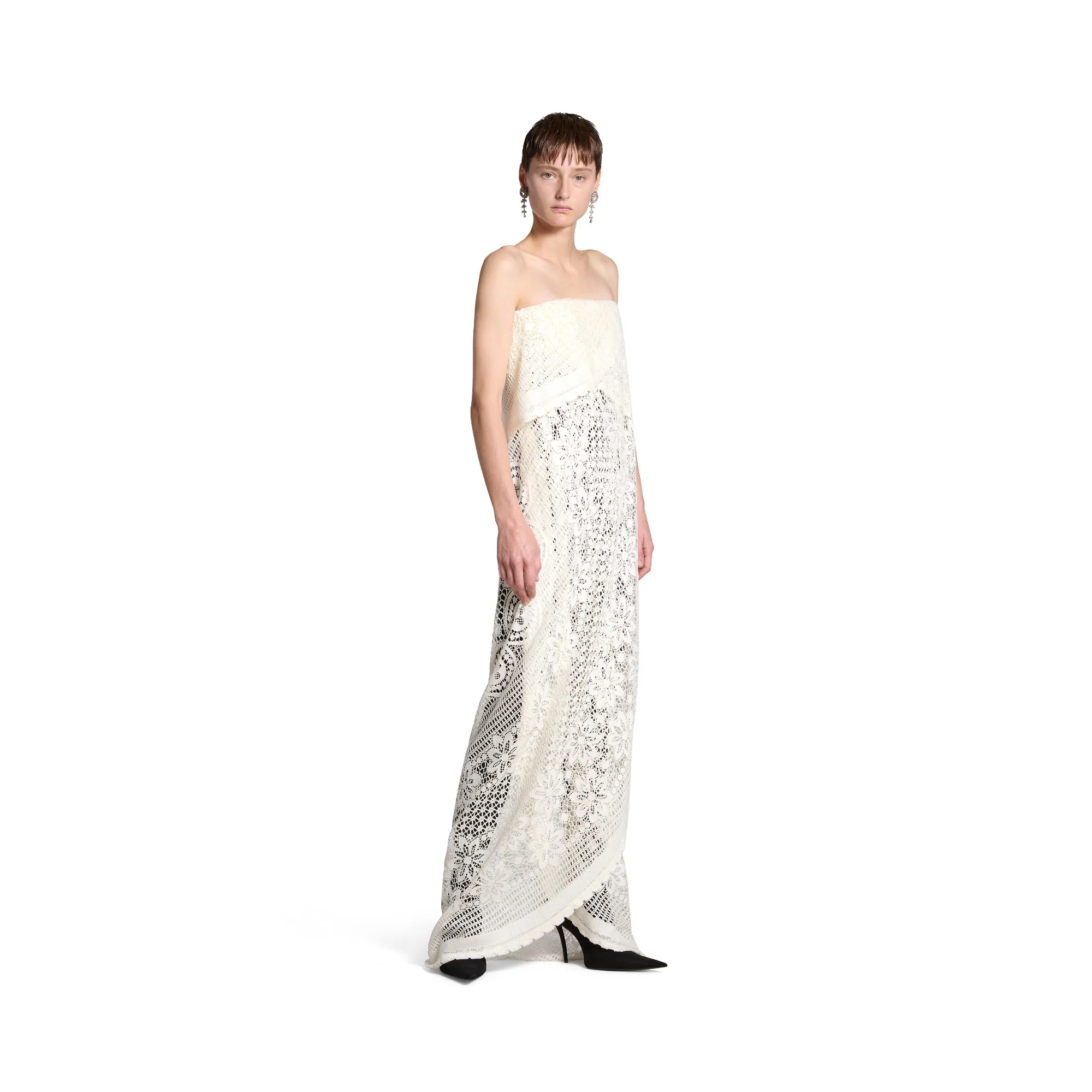 Upcycled Tablecloth Dress - Ecru - Image 5