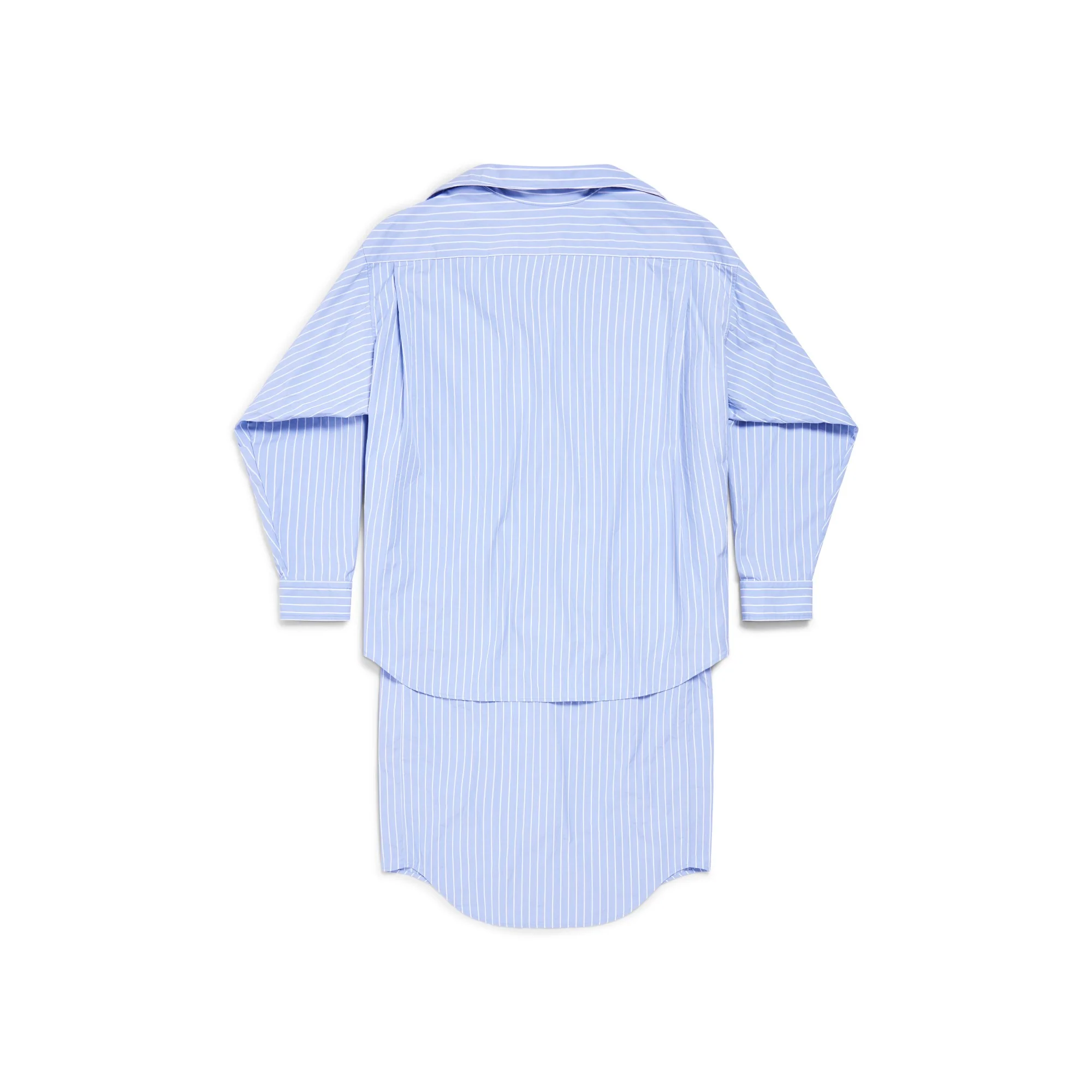 Layered Shirt Dress - Sky Blue/White - Image 2