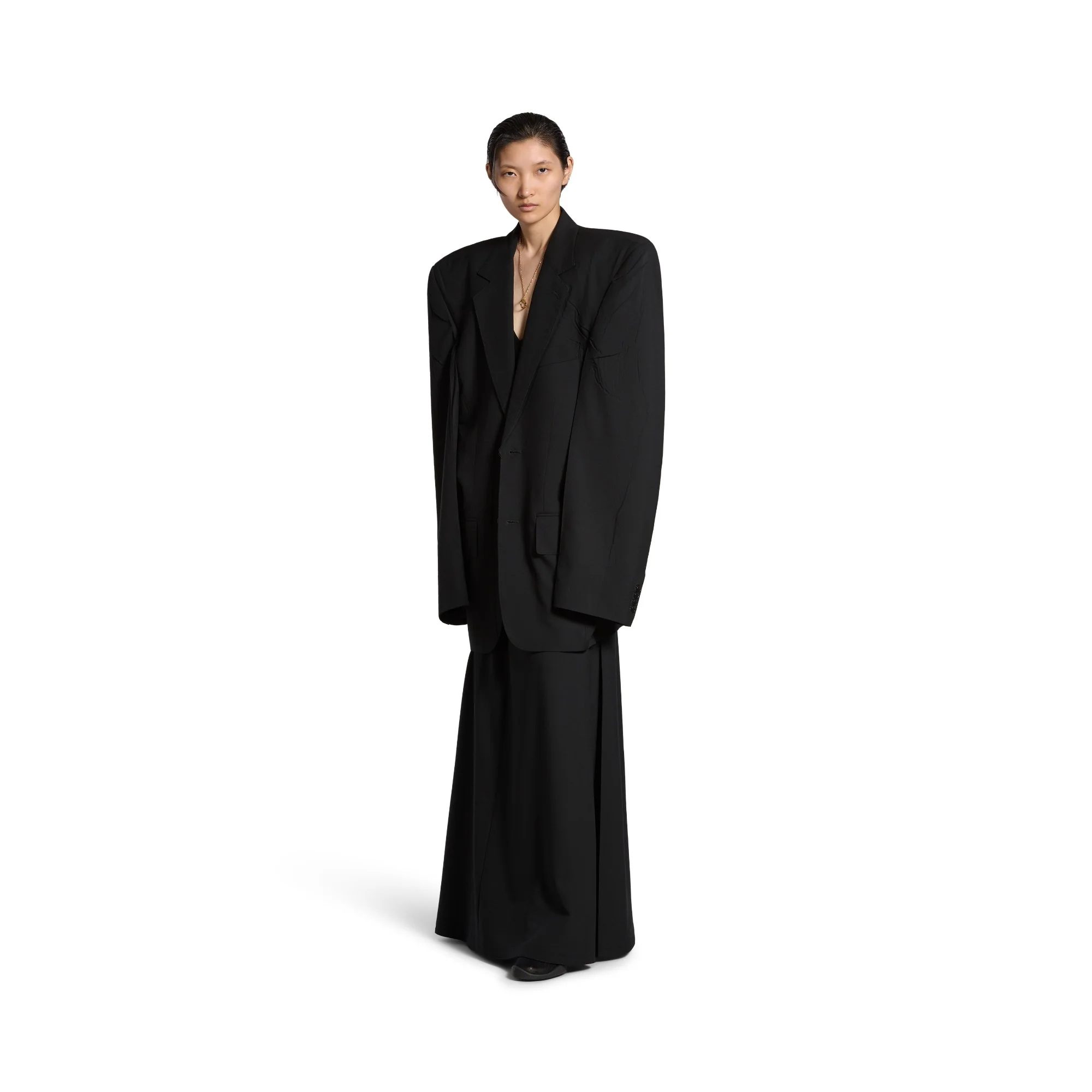 Cut Away Boxy Jacket - Black - Image 3