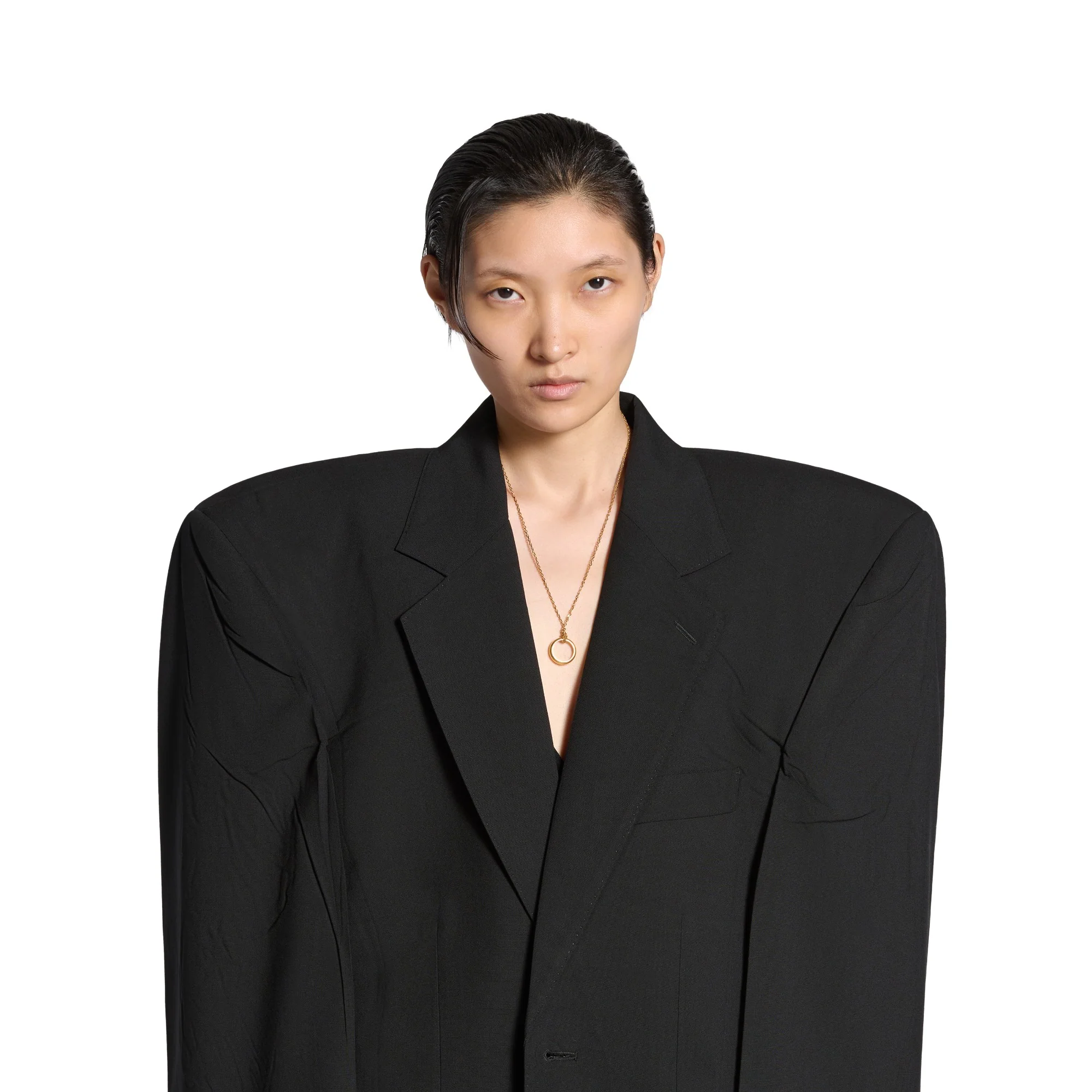 Cut Away Boxy Jacket - Black - Image 6