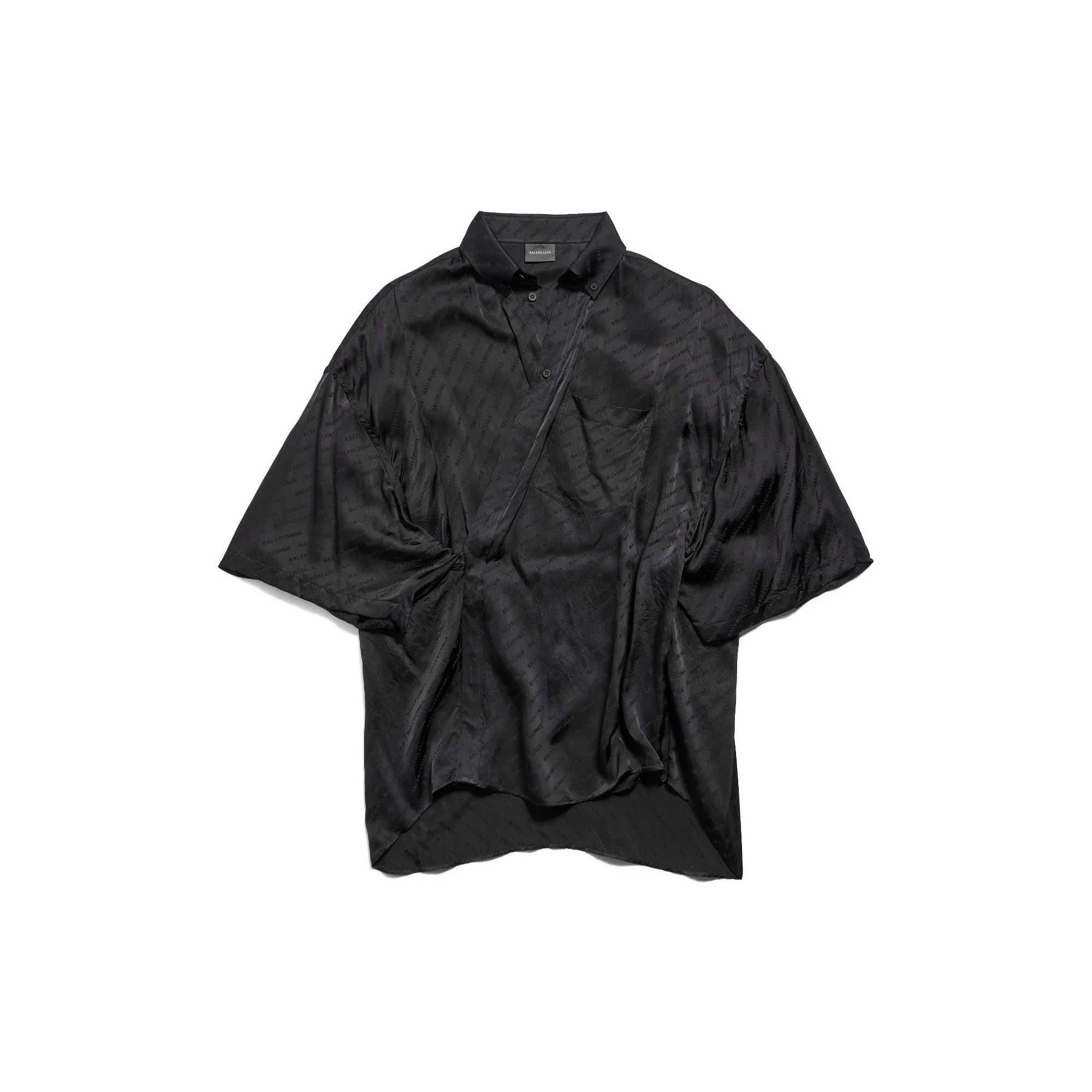 Short Sleeve Wrap Blouse - Black