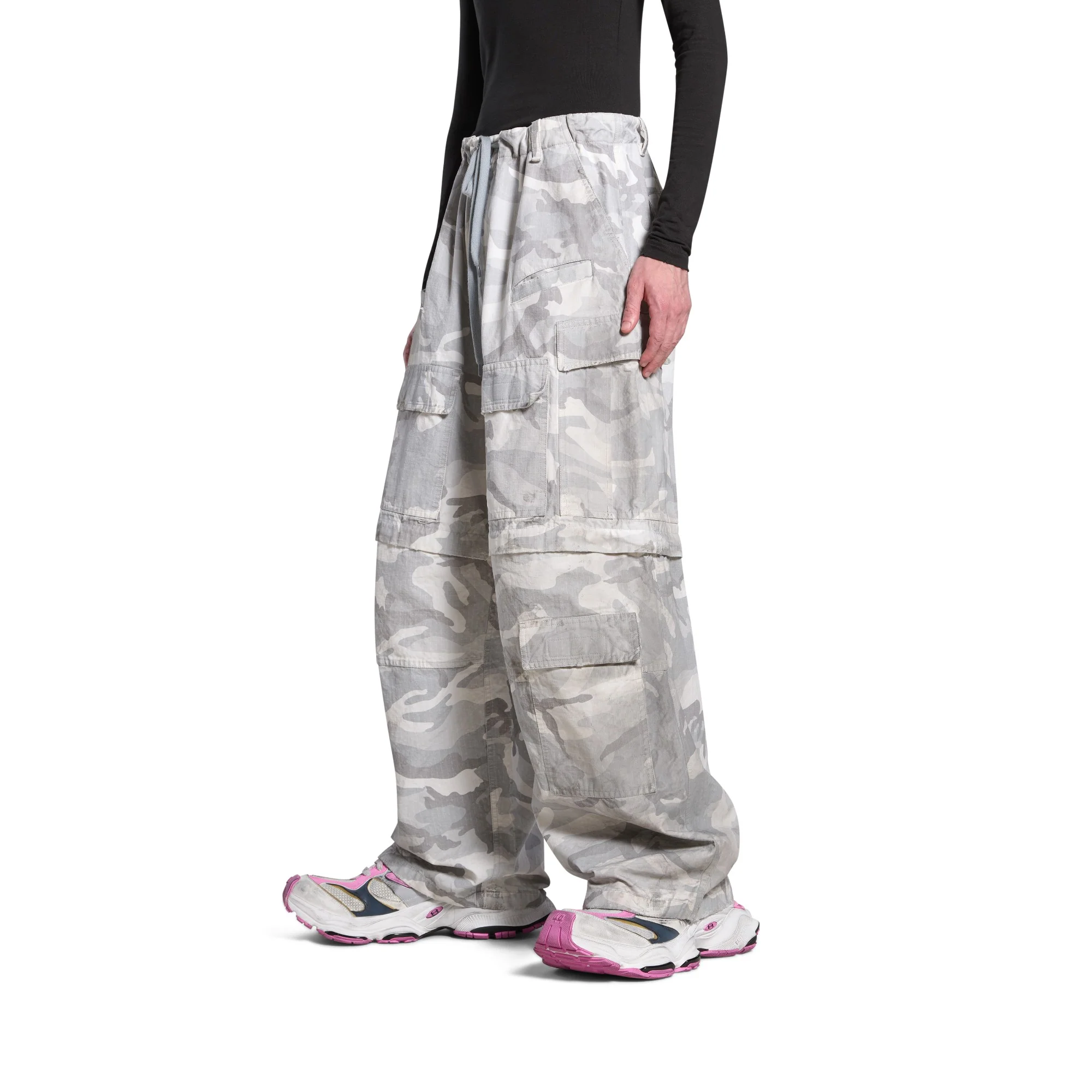 Large Cargo Pants - Light Grey - Image 3