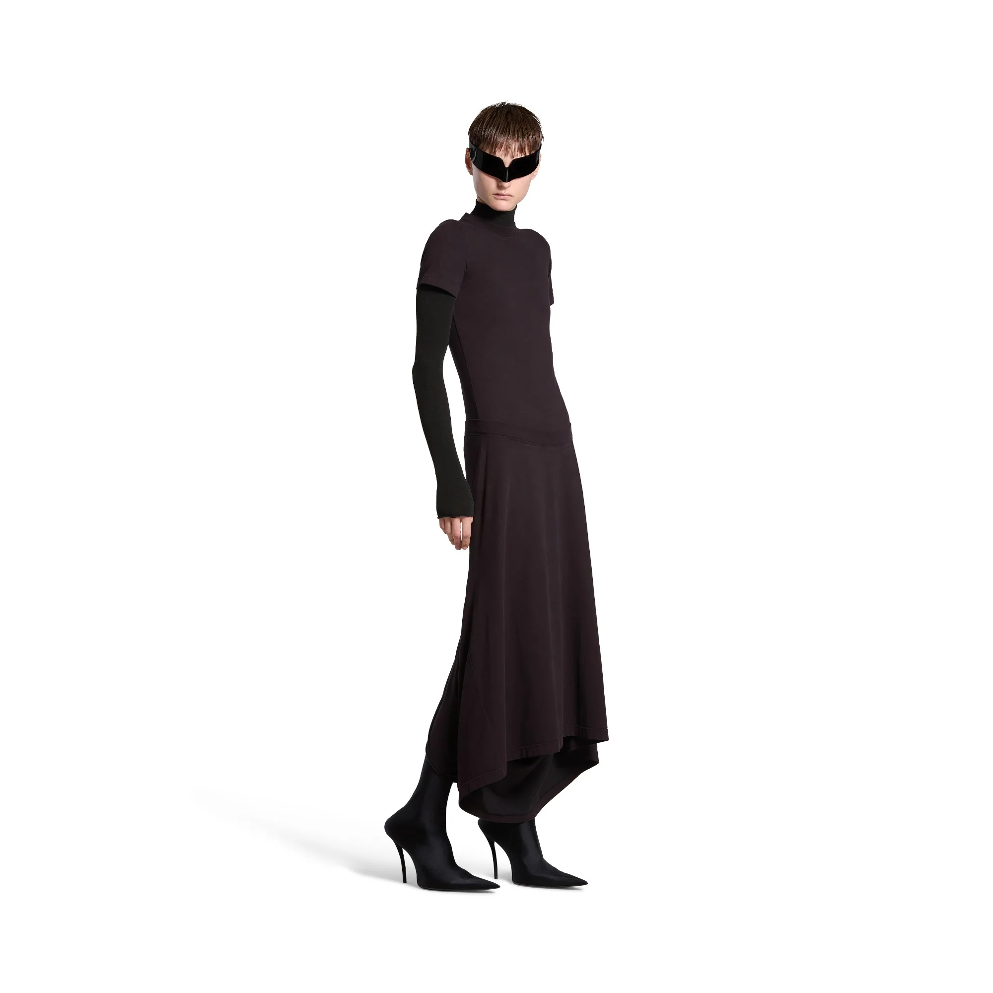Patched T-Shirt Dress - Washed Black - Image 3