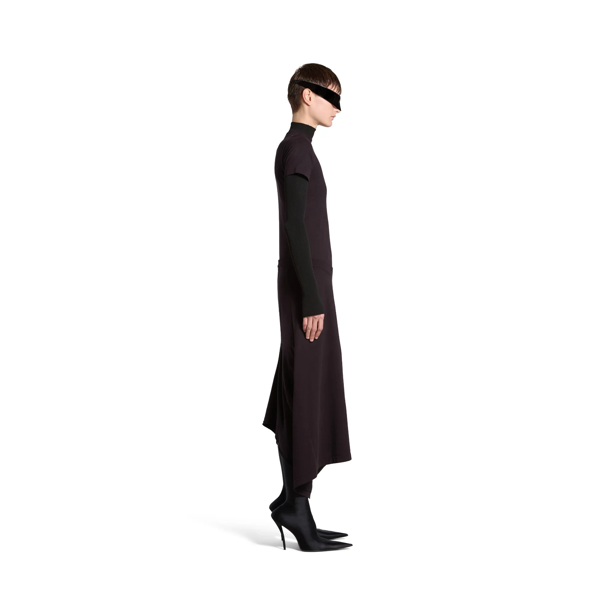 Patched T-Shirt Dress - Washed Black - Image 5