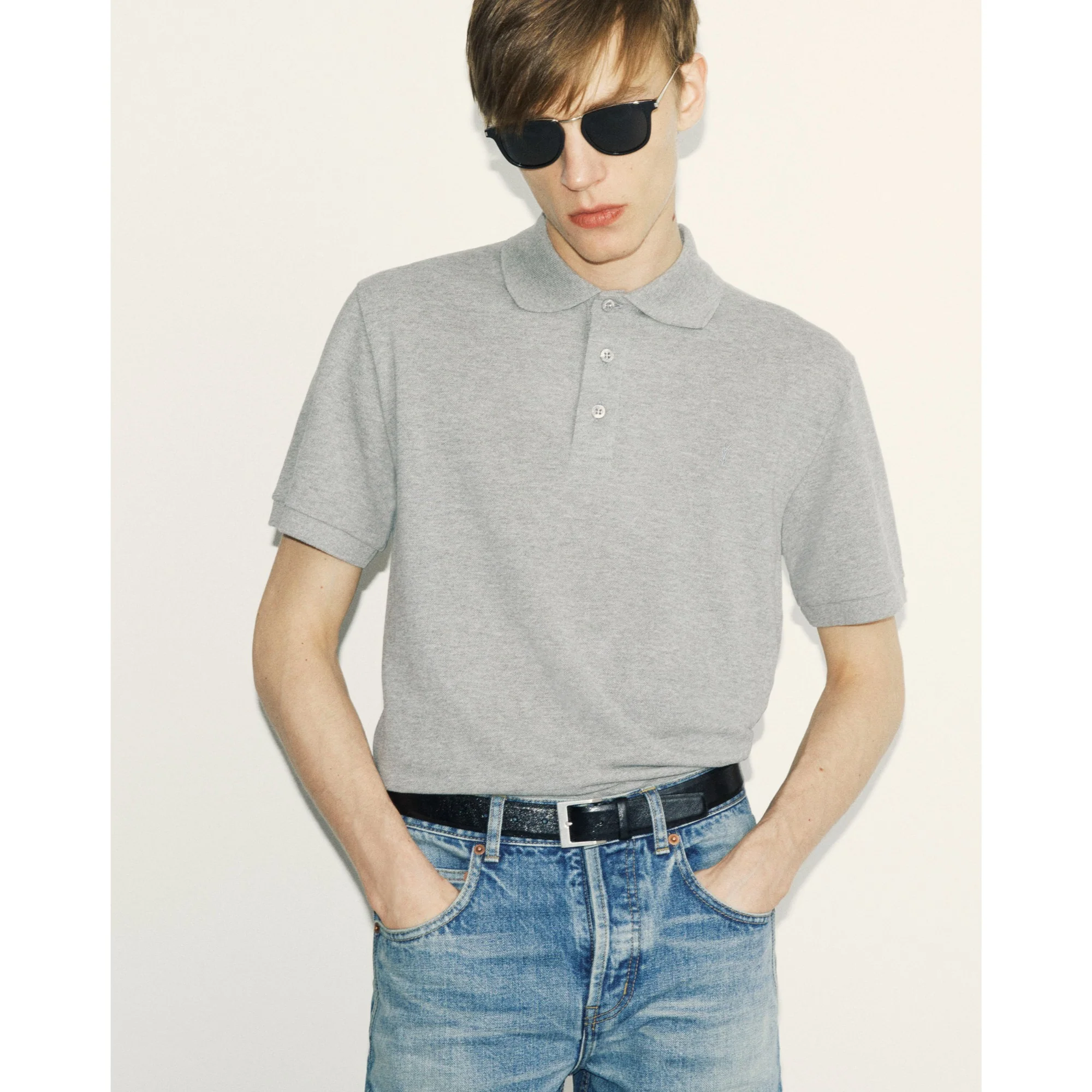 Polo Pique Coton Polyester - Gris Chine - Image 5