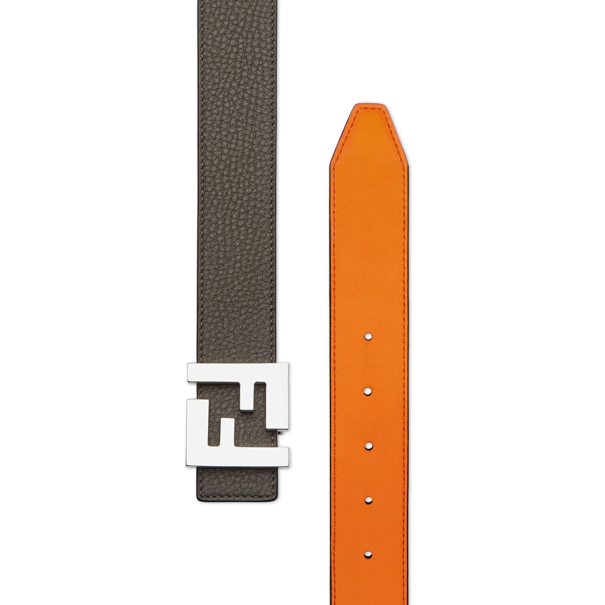 Men's SQUARED FF Belt Reversible - Military Green + Orange Cachi + Palladium - Image 2