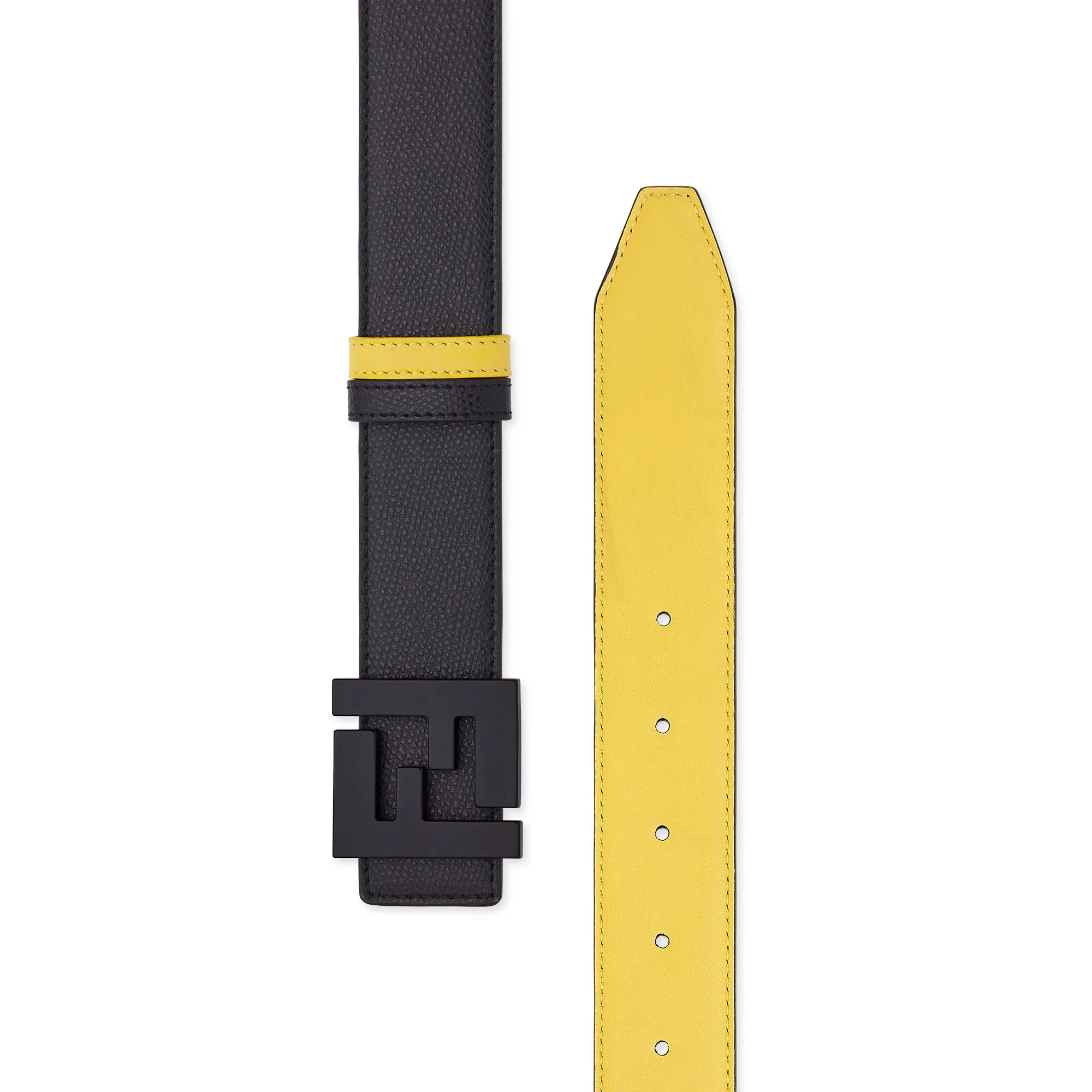 Men's SQUARED FF Belt Reversible - Black + Sunflowers + Palladium - Image 2
