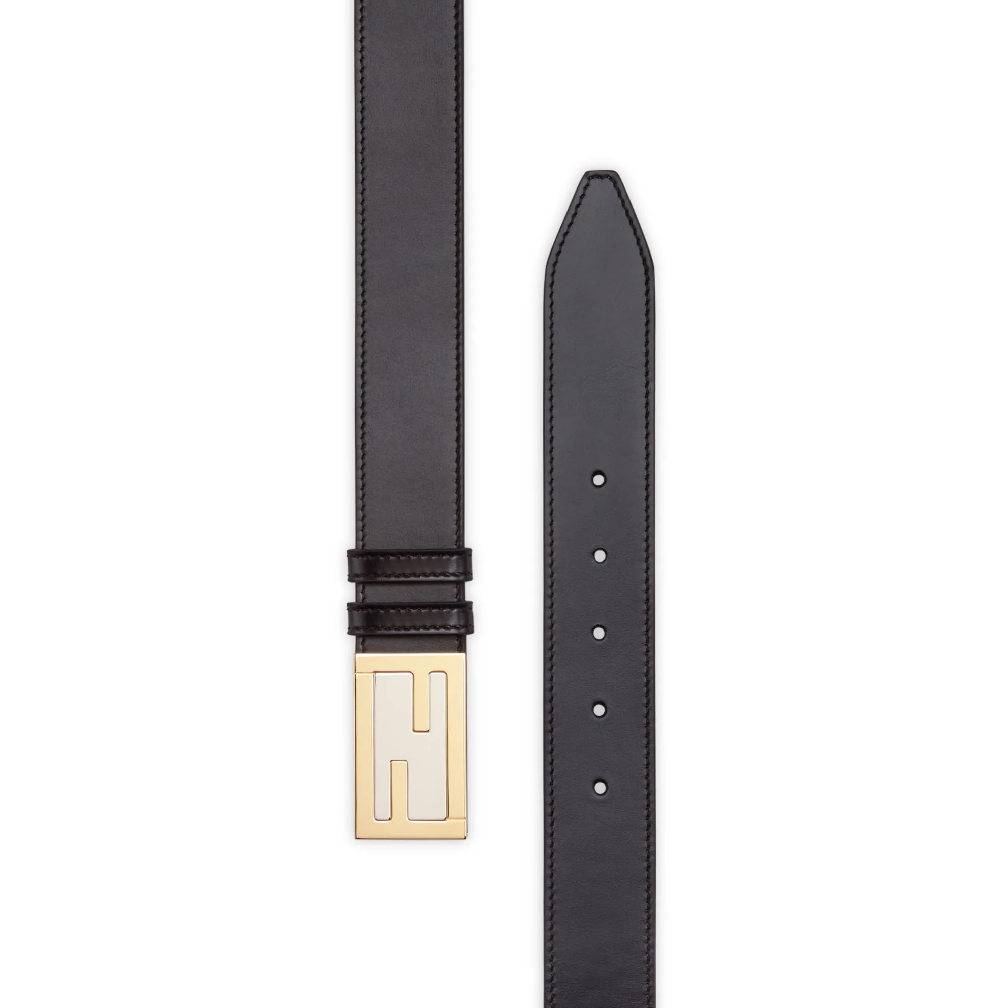 Men's Baguette Belt - Black + Soft Gold + Palladium - Image 2