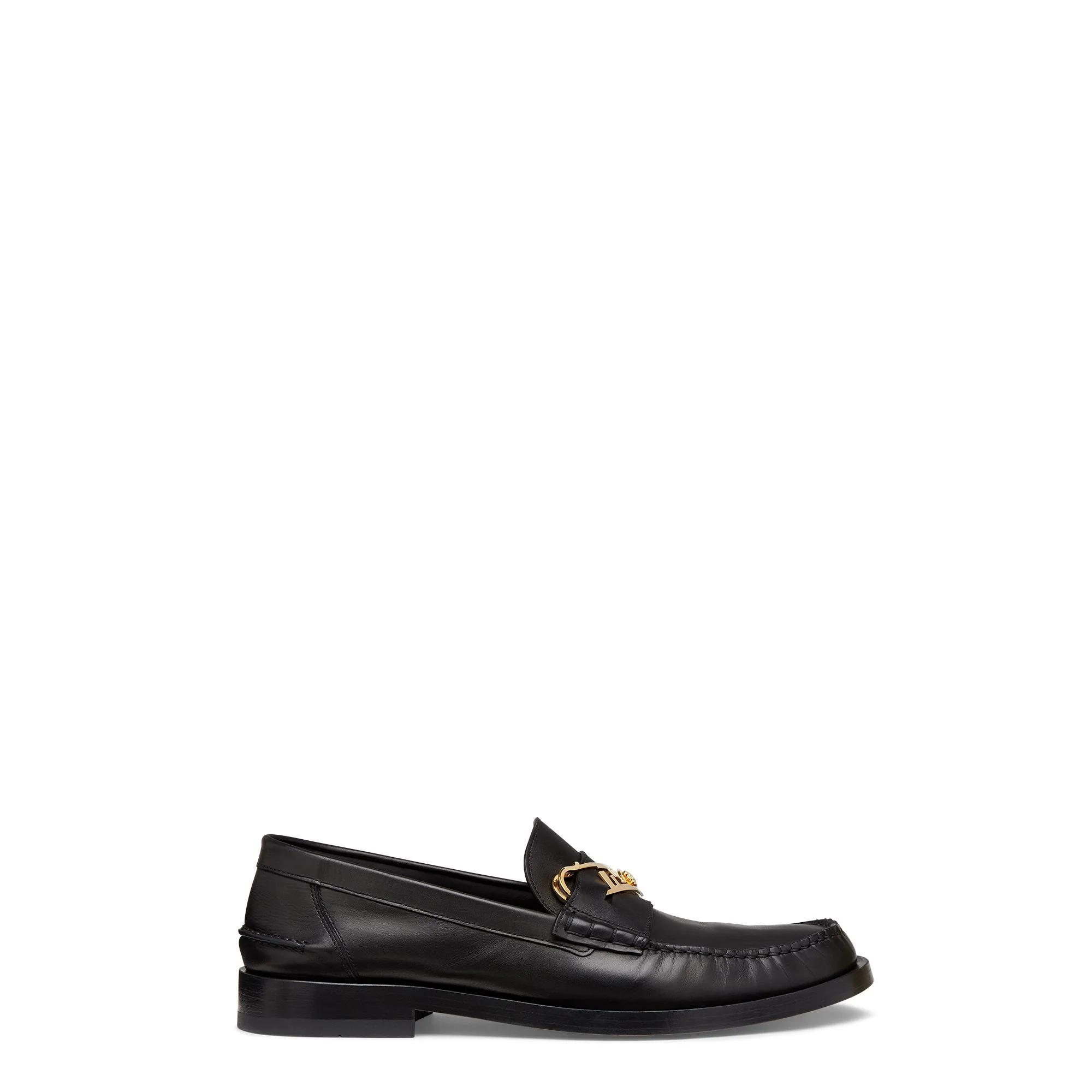 Men's Fendi O'Lock Mocassino - Black + Soft Gold