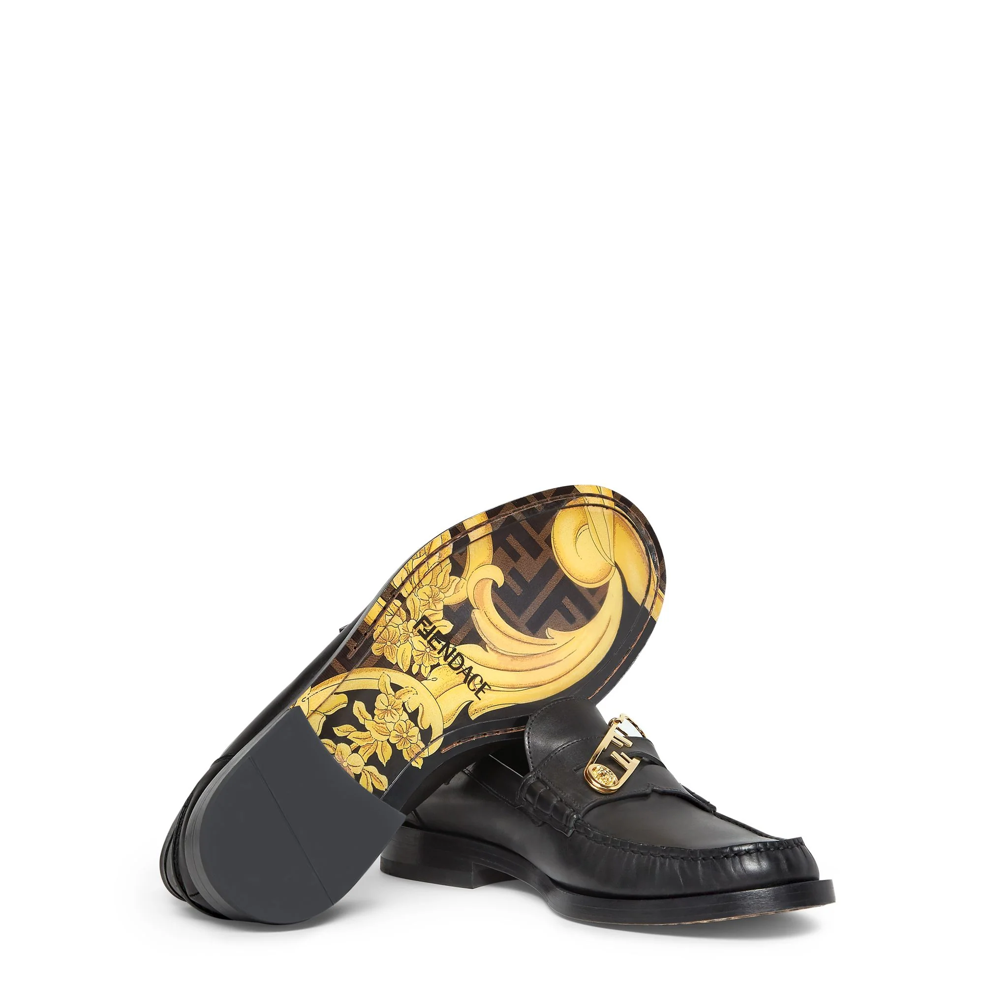 Men's Fendi O'Lock Mocassino - Black + Soft Gold - Image 5