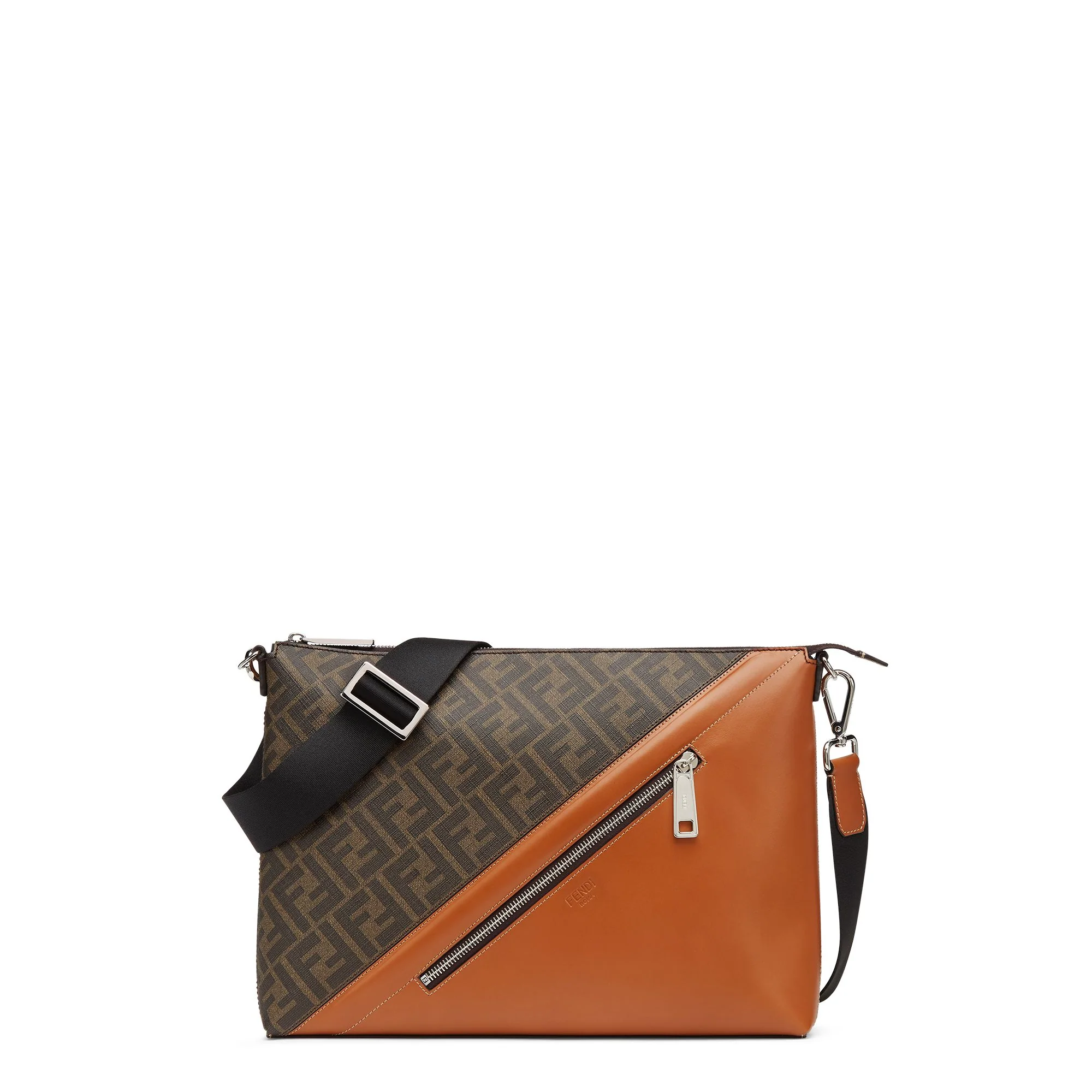 Men's Fendi Diagonal Messenger - Tobacco / Dark Brown + Leather + Palldium