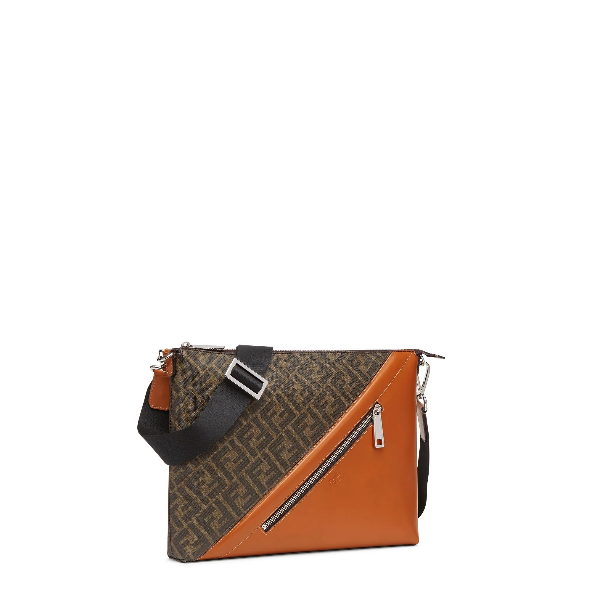 Men's Fendi Diagonal Messenger - Tobacco / Dark Brown + Leather + Palldium - Image 2