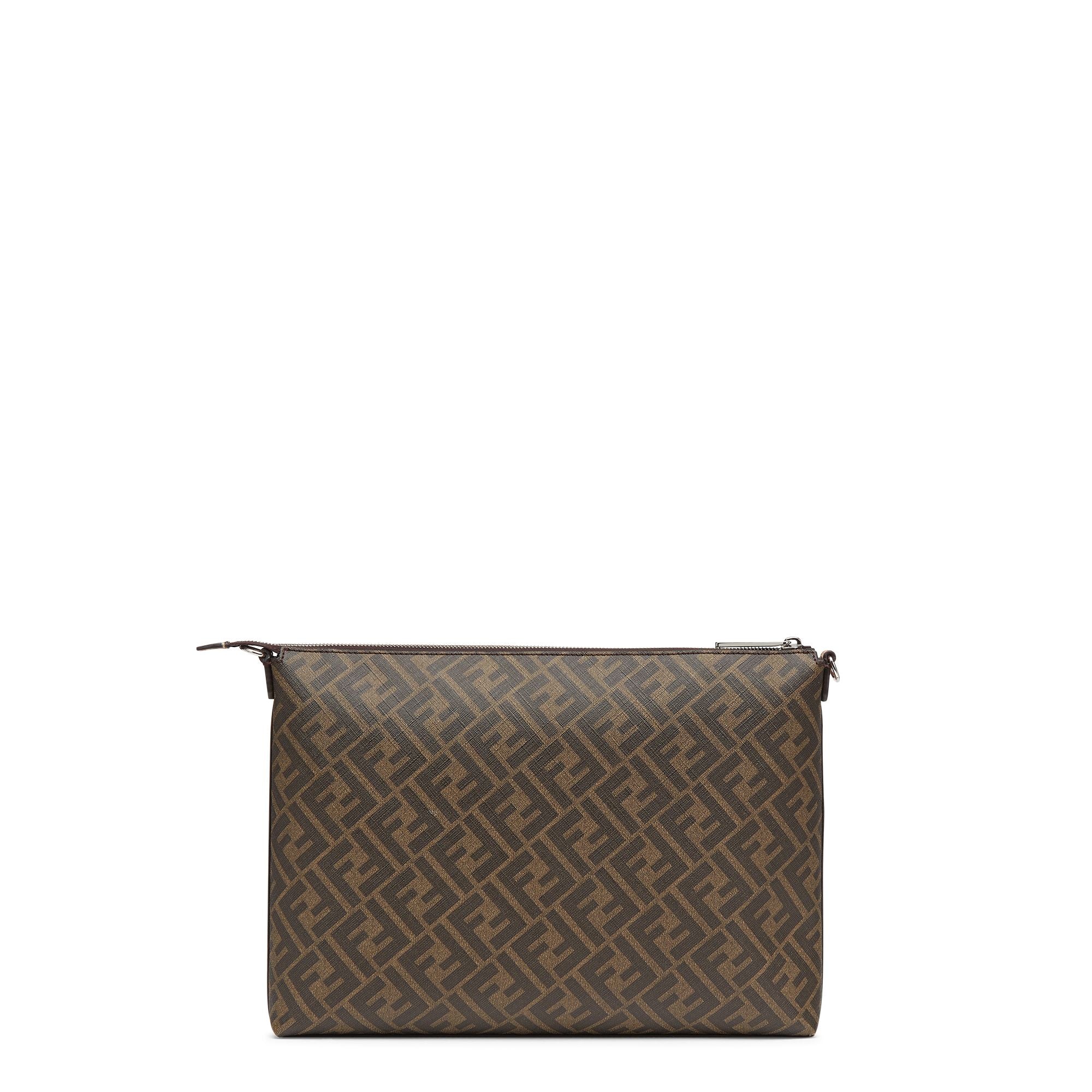 Men's Fendi Diagonal Messenger - Tobacco / Dark Brown + Leather + Palldium - Image 3