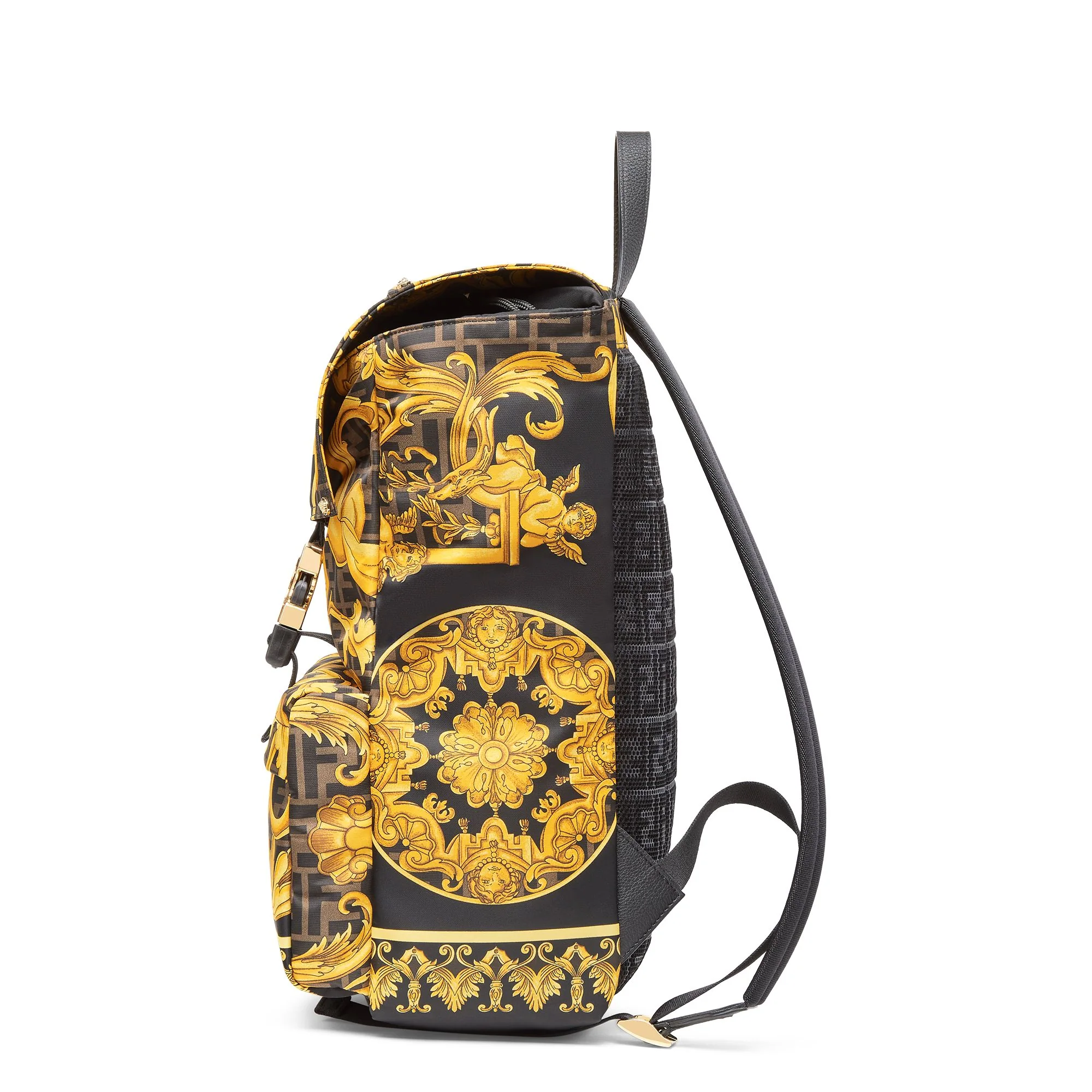 Men's Fendiness Medium Backpack - Black / Gold + Black + Soft Gold - Image 2
