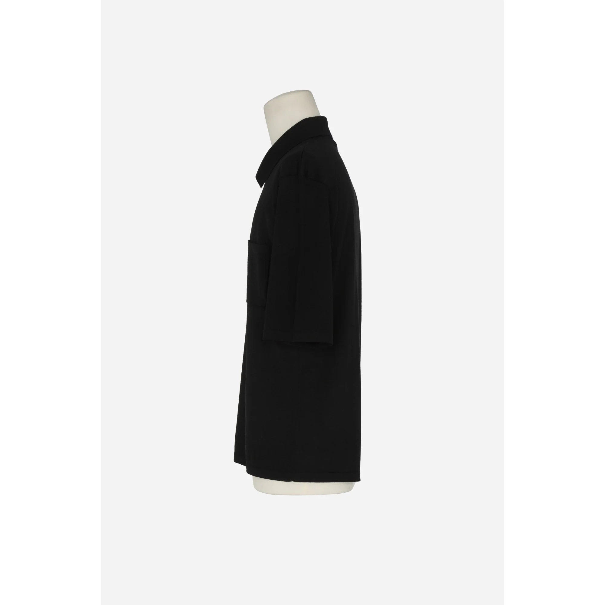 Polo Manches Courtes Laine Fin - Noir - Image 3