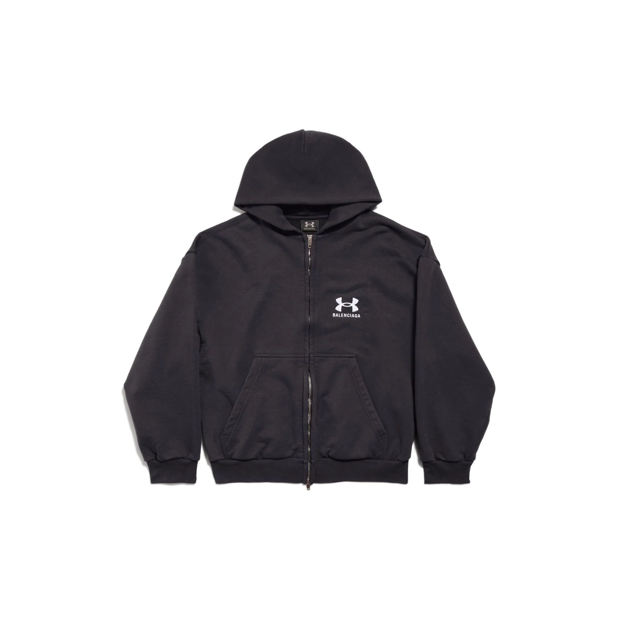 Under Armour Regular Zip-Up Hoodie - Washed Black/White