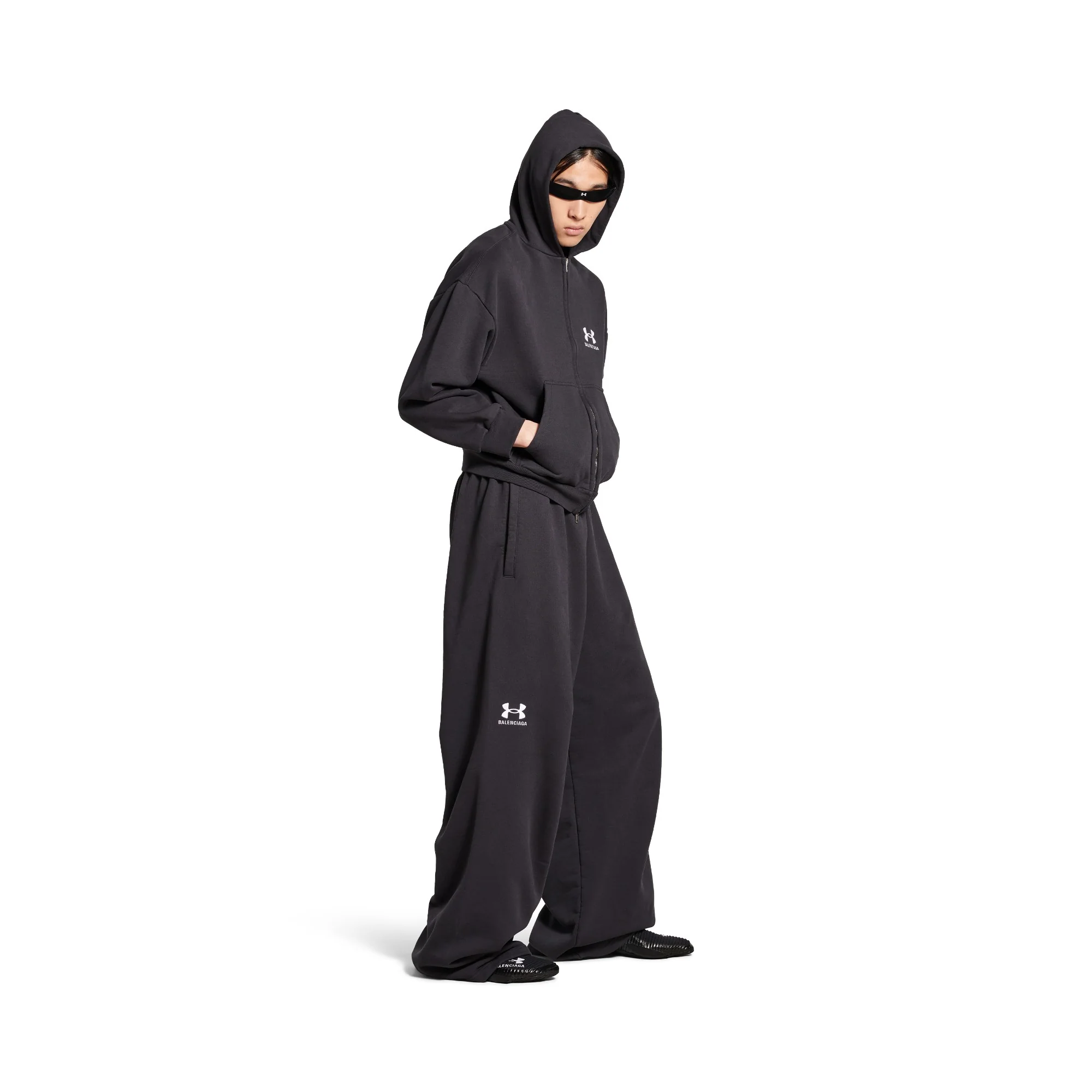 Under Armour Regular Zip-Up Hoodie - Washed Black/White - Image 5