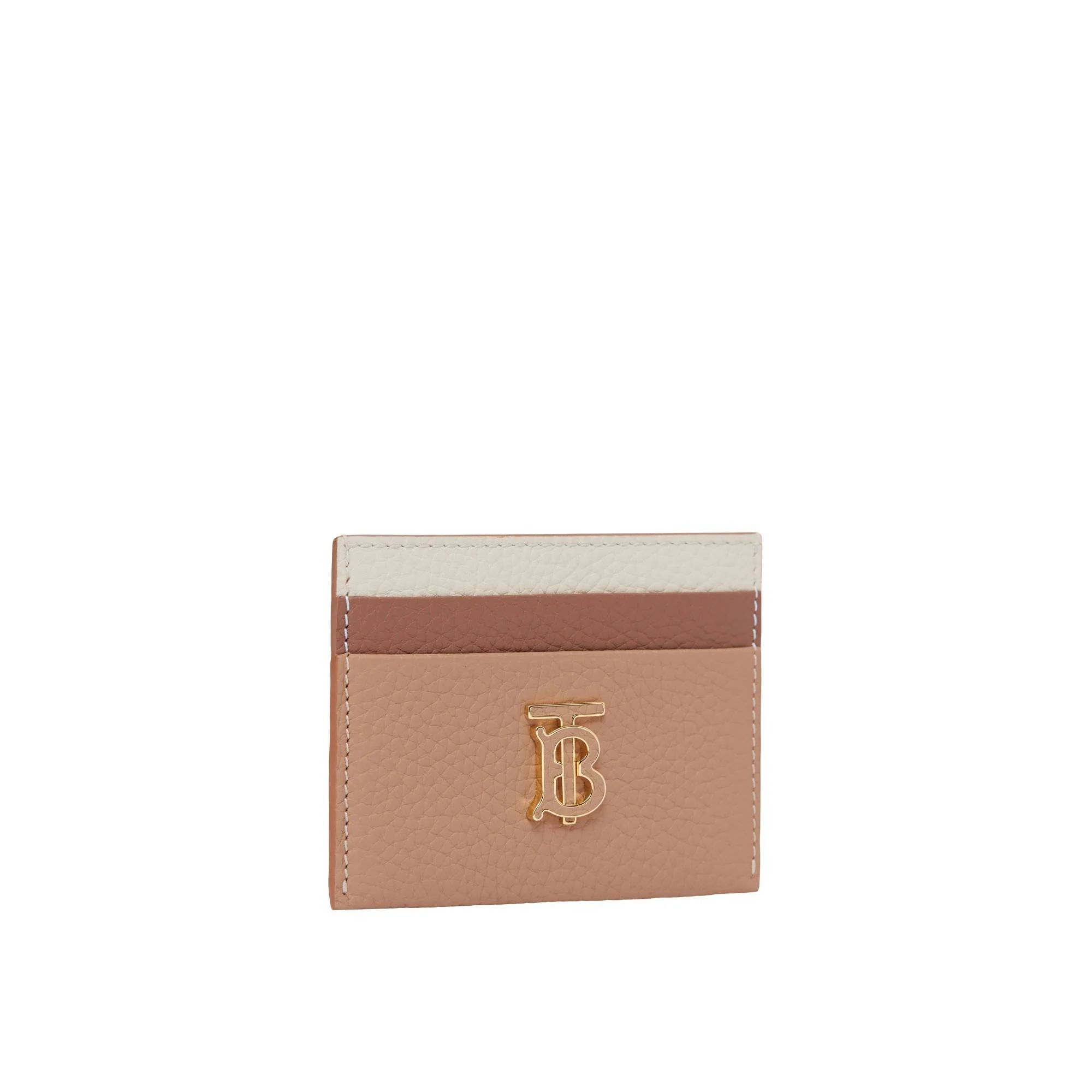 Tri-tone Grainy Leather TB Card Case - Camel/Abeige/Warmtan - Image 4