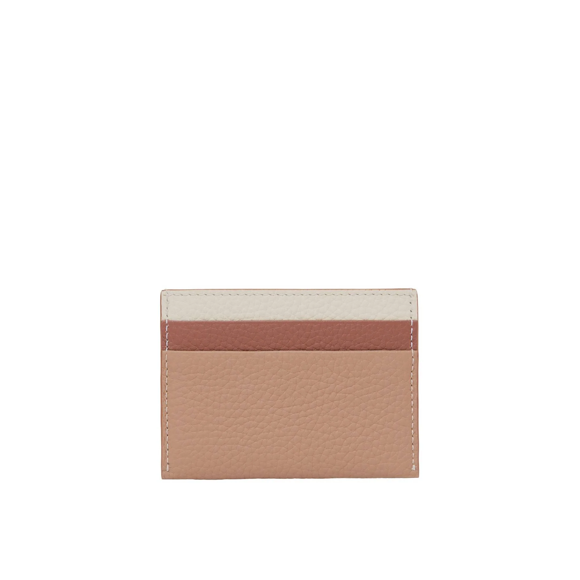 Tri-tone Grainy Leather TB Card Case - Camel/Abeige/Warmtan - Image 5