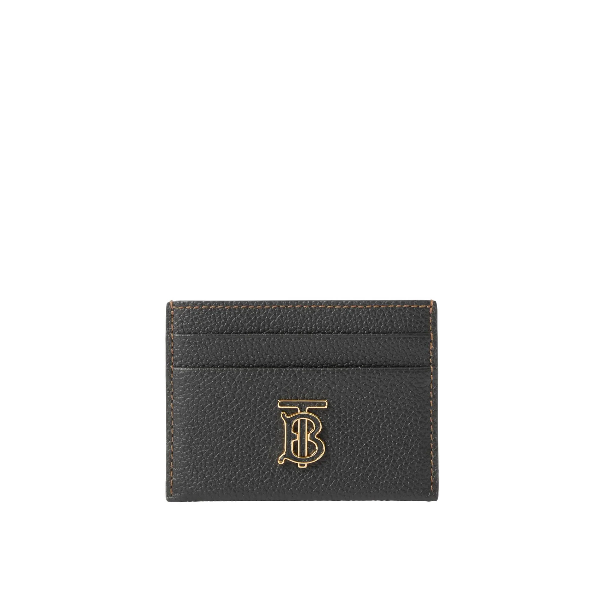 Grainy Leather TB Card Case - Black