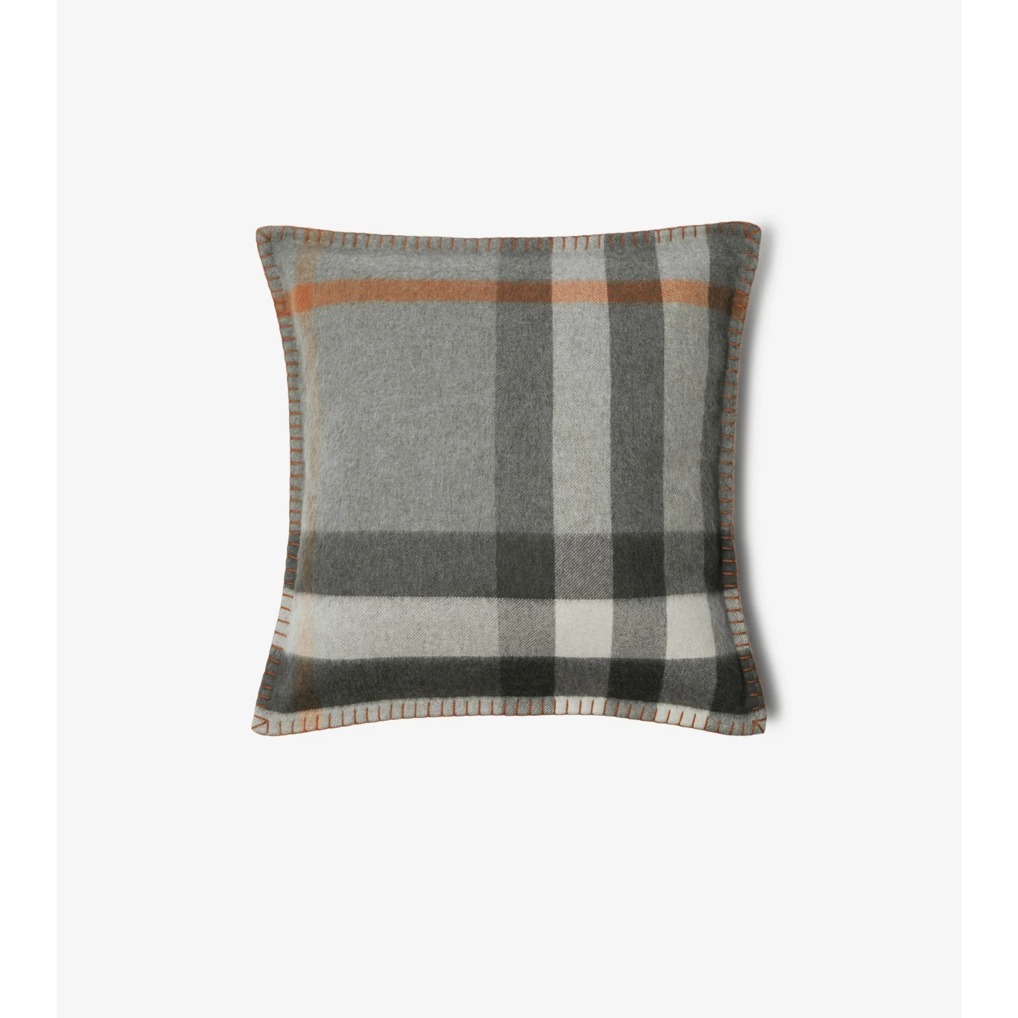 Exaggerated Check Cashmere Cushion Cover - Grey