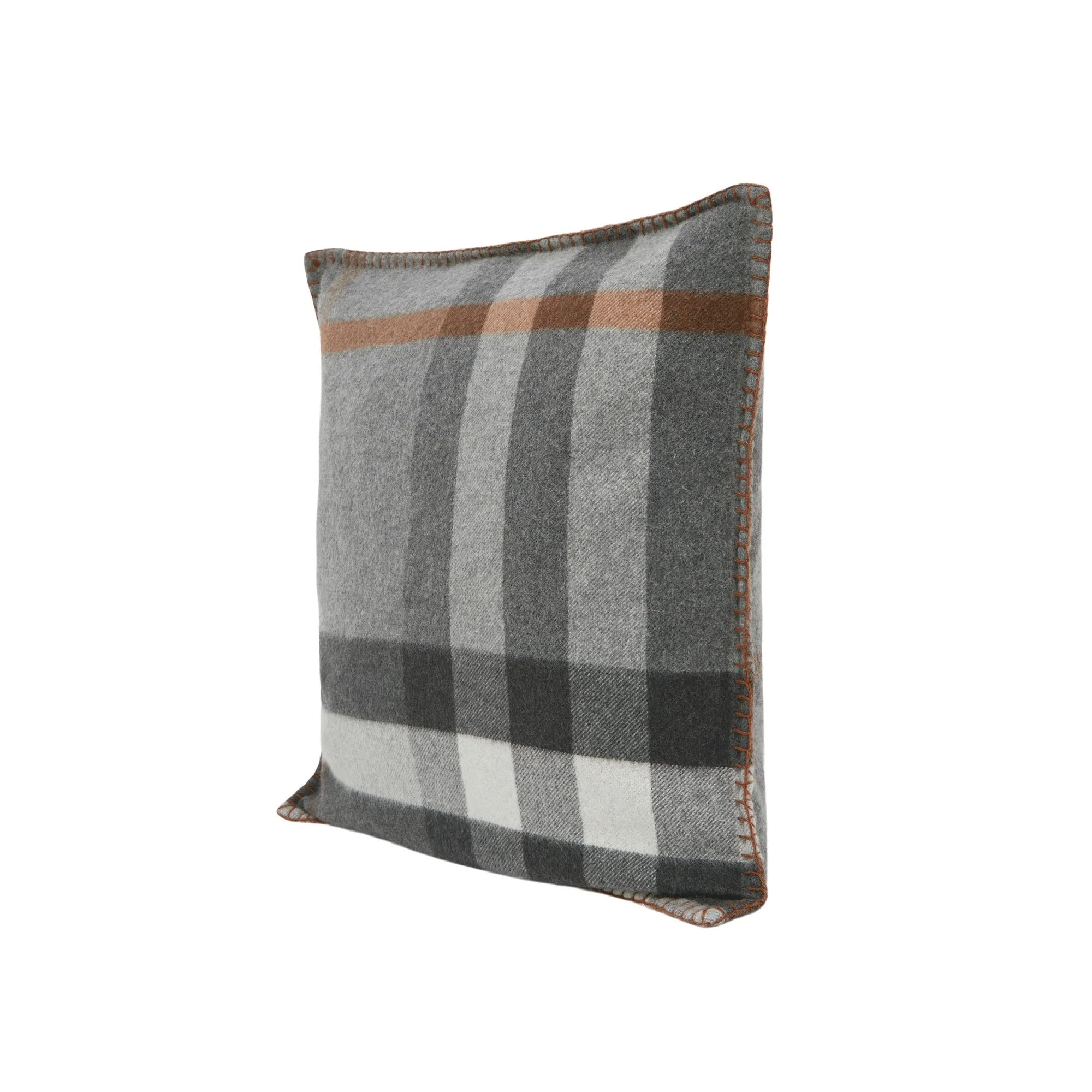Exaggerated Check Cashmere Cushion Cover - Grey - Image 4