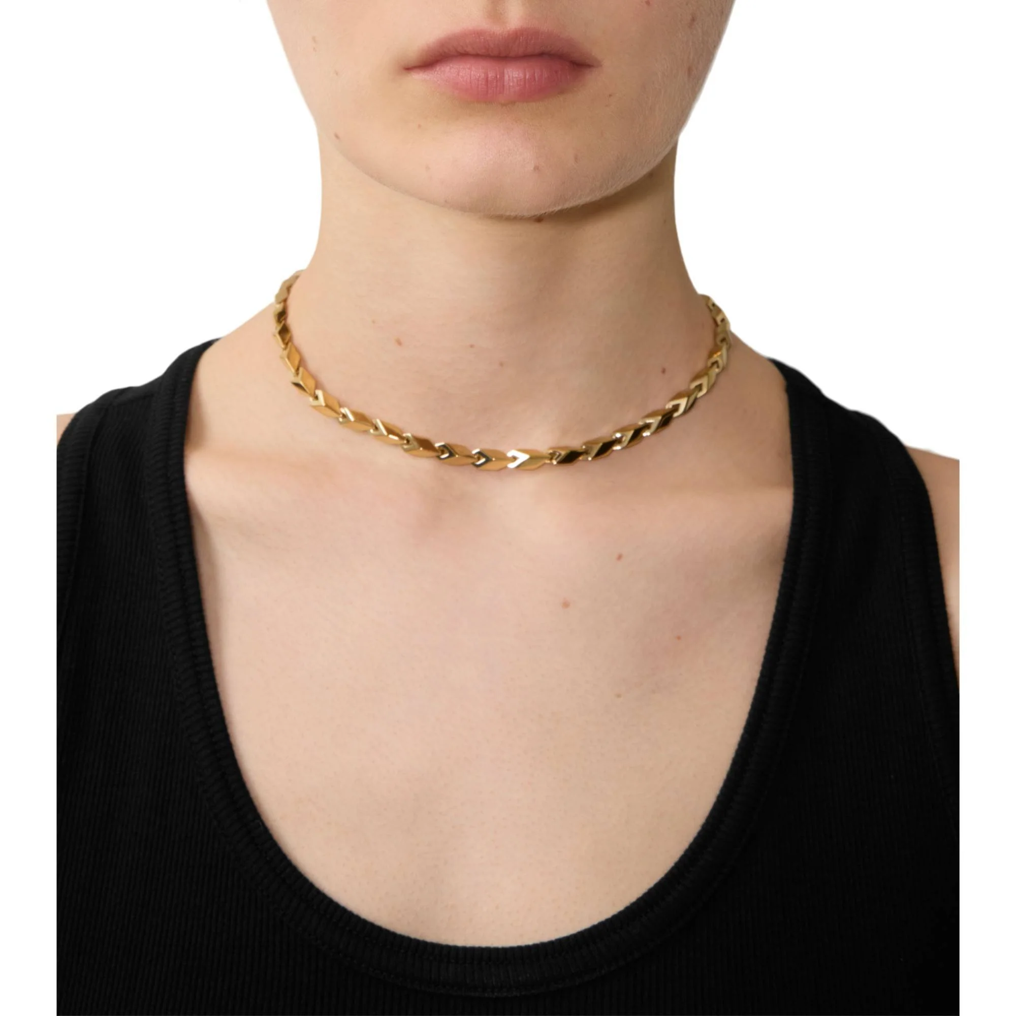 Hollow Cuban Chain Necklace - Gold - Image 3