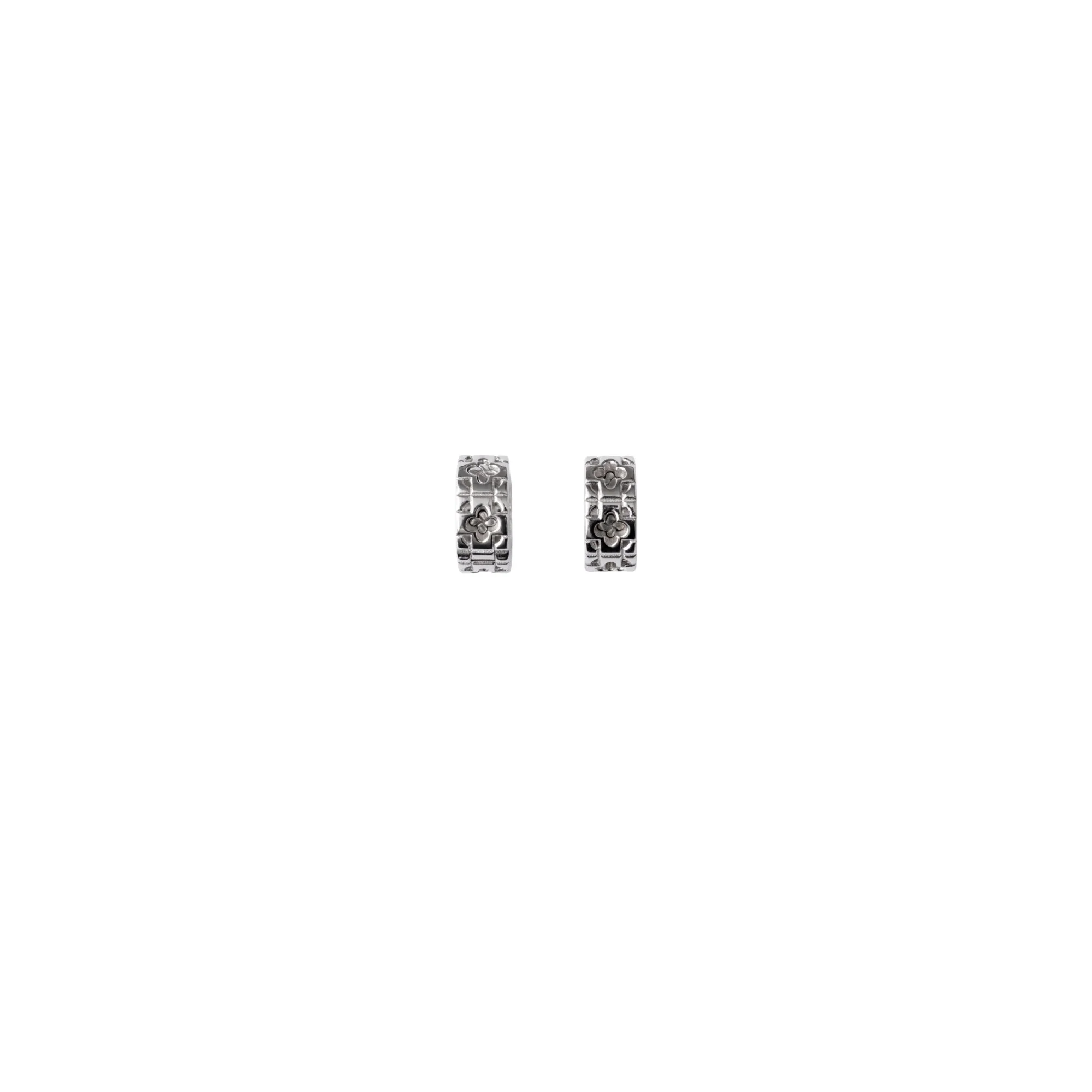 Rose Monogram Earrings - Silver - Image 2